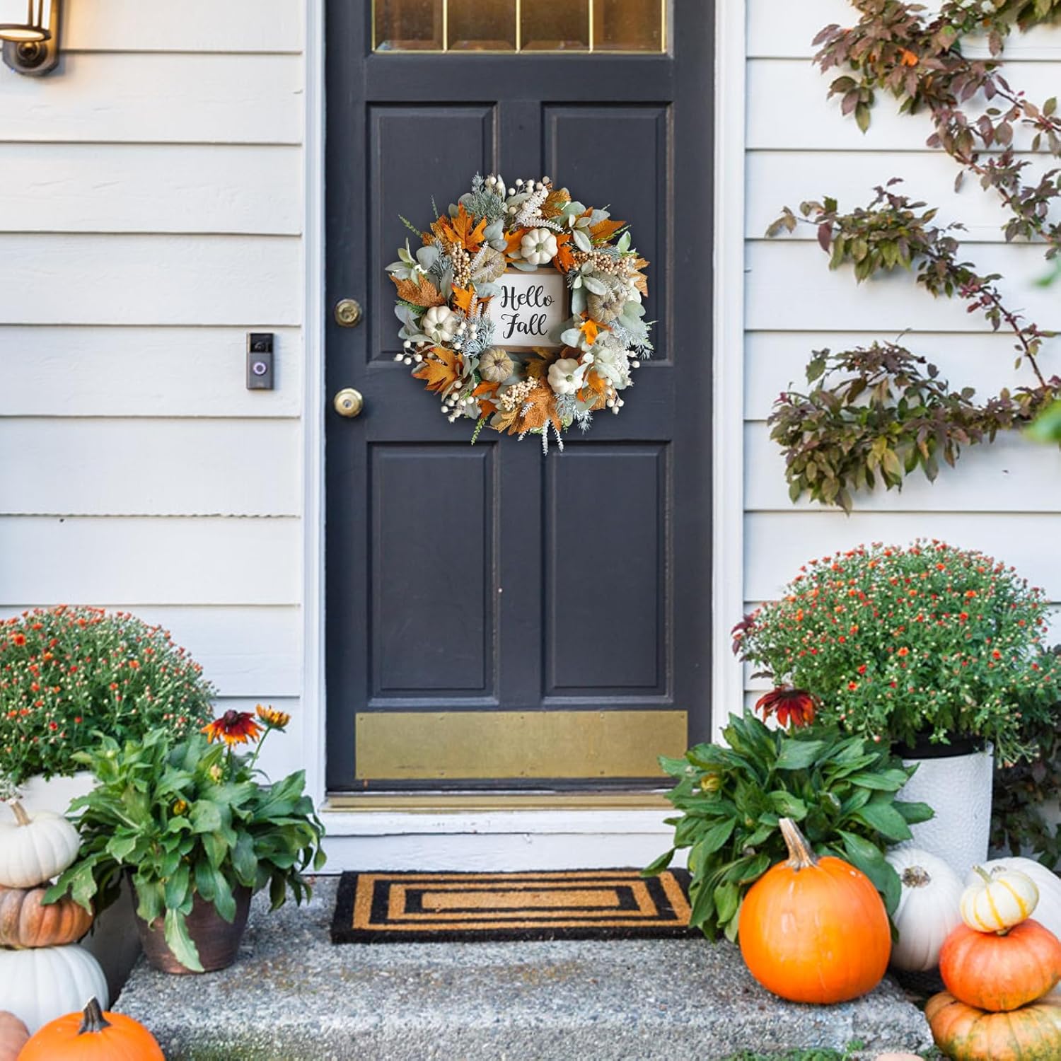 🍁Special Fall Sale 49% OFF-Fall Wreath with Pumpkin Maple Leaves🎃
