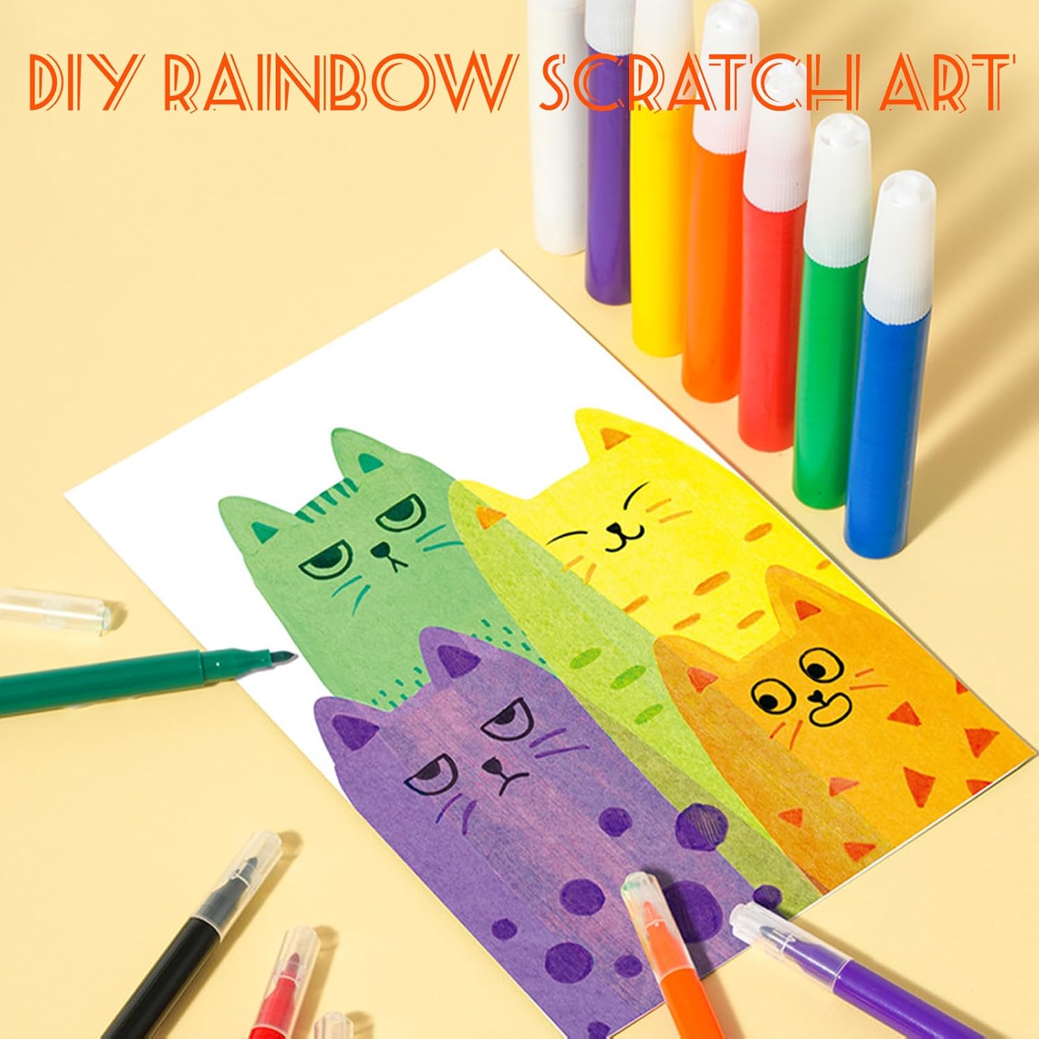 🌈Rainbow Scratch Art Magic Reveal Kit