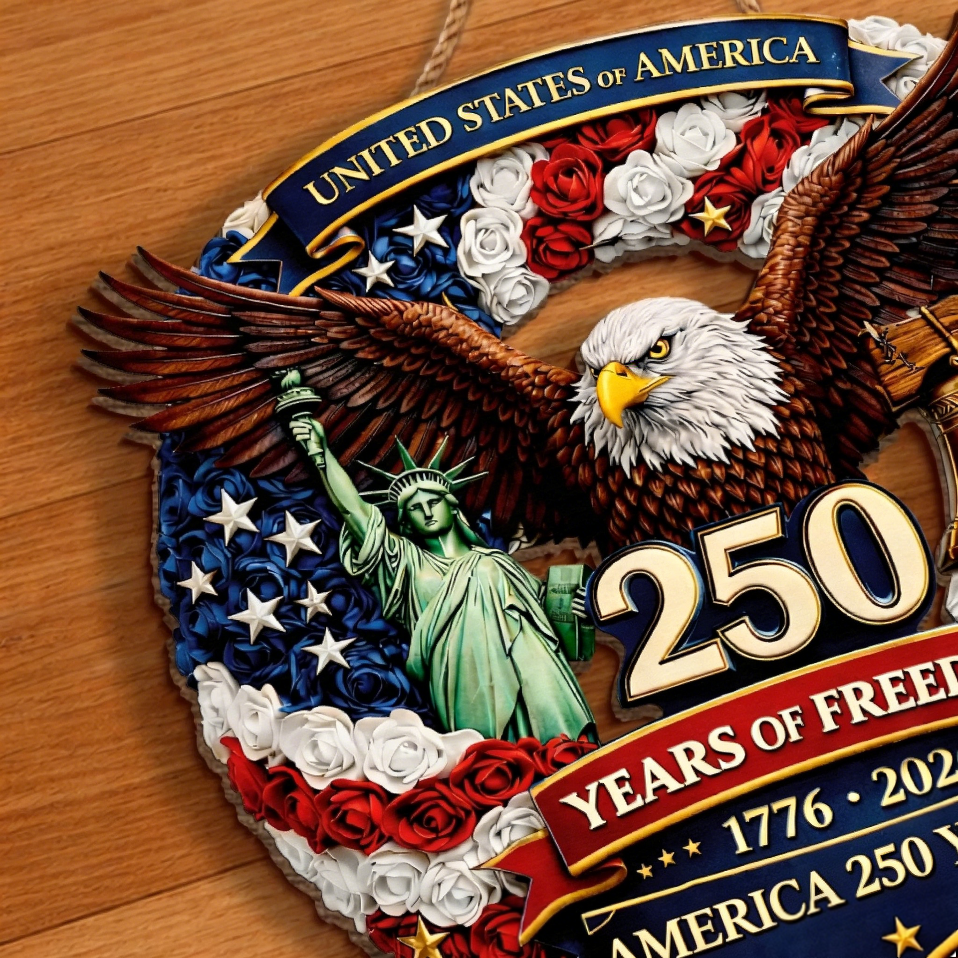 🔥USA 250th Anniversary Patriotic Wreath Door Sign🦅