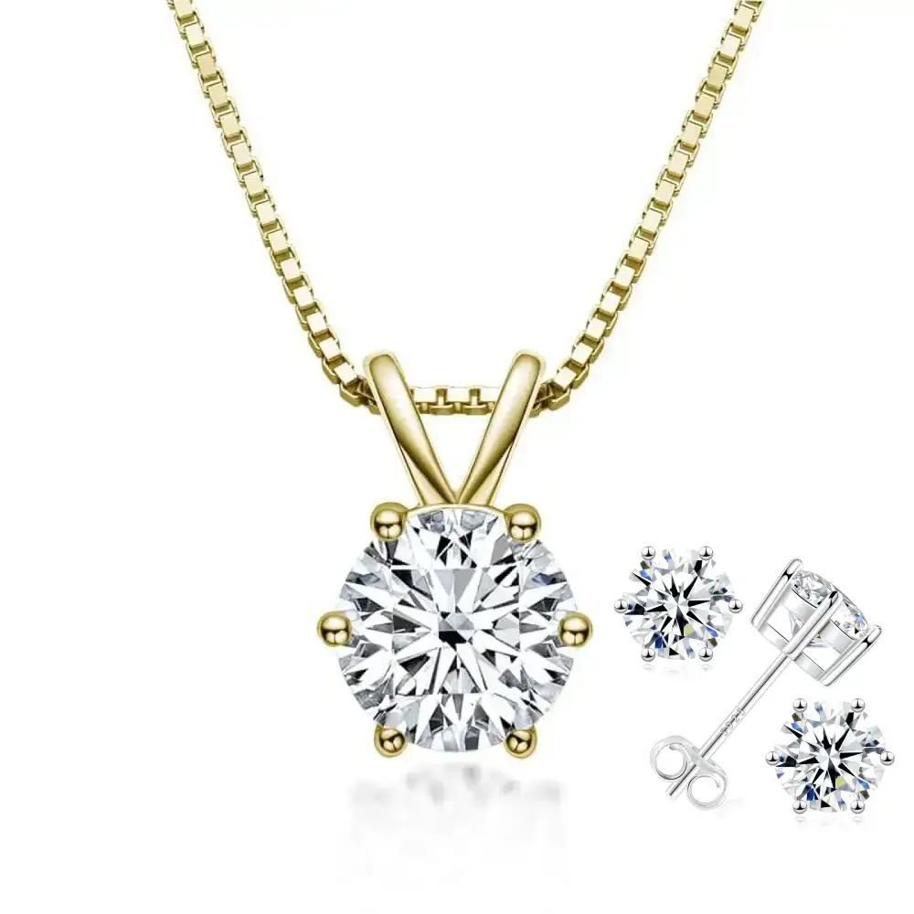 ❤️Luxury Solitaire 6-Prong Moissanite Necklace (🎁FREE Earrings Only Today)