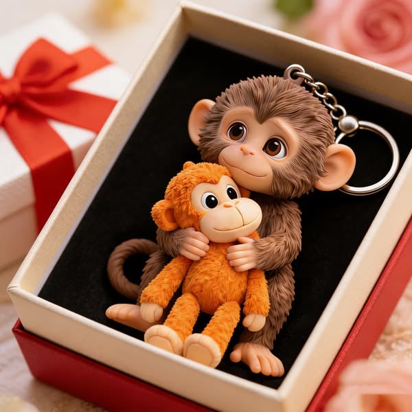 🔥 $8.99 On Sale Only Today - 🐵 3D Viral Punch Monkey Keychain 💕🎁Emotional Gift for Animal Lovers, Family, Friends, Loved Ones