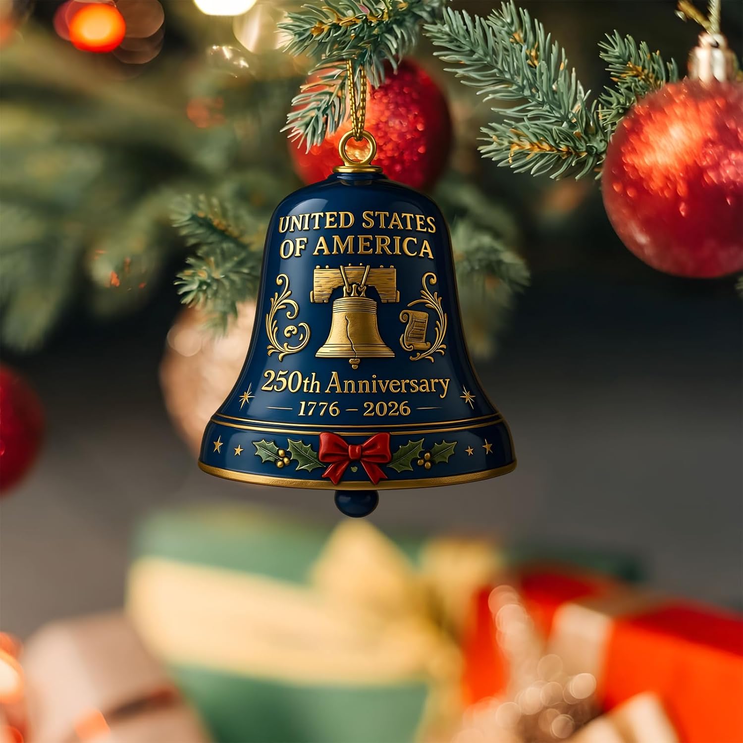 🔥Each $5.99 On Sale Today Only🔔United States 250th Anniversary Bell Ornament🌟Proudly made in Texas, USA