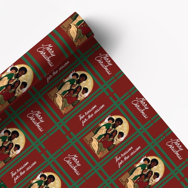 🔥$9.97 On Sale Today Only🤶🏾Home for the Holidays Black Santa Wrapping paper