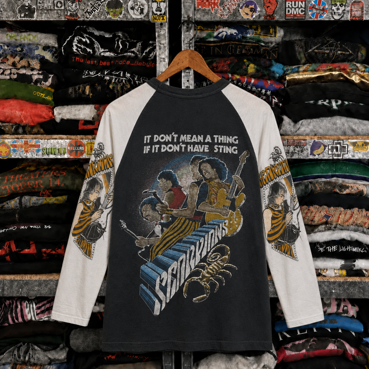 Rare Hard To Find Vintage Scorpions Band Raglan Shirt, Nearly Sold Out Collectors Piece