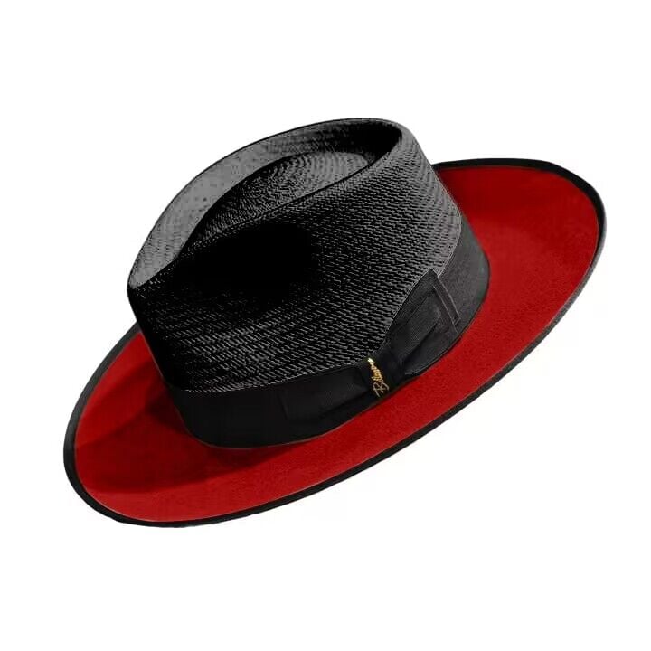 Bellyhat Exclusive Panama and Felt Two Tone Fox-Black/DarkRed
