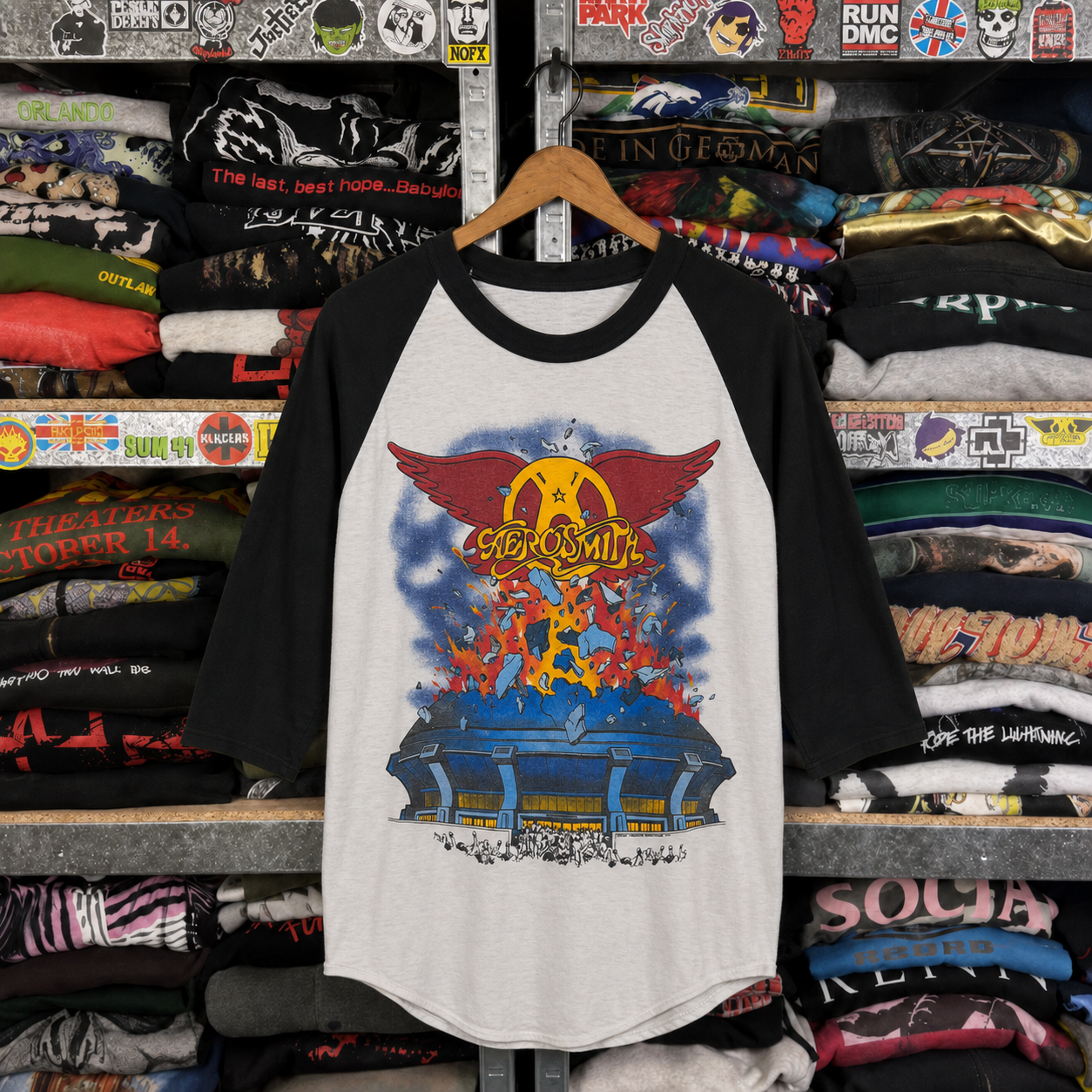 Rare Vintage Aerosmith Raglan Shirt – Hard to Find, Nearly Sold Out