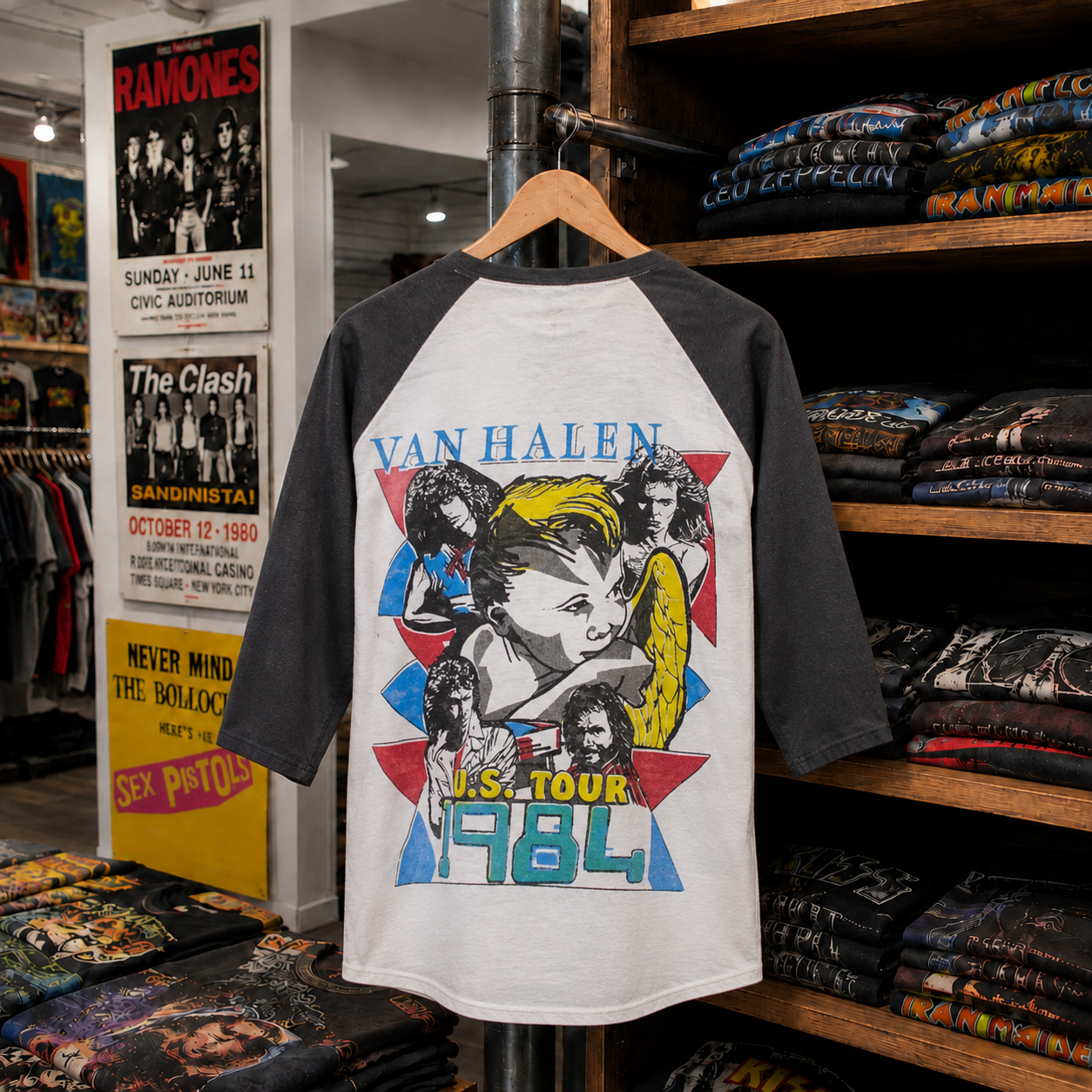 Rare Hard To Find Vintage Van Halen Raglan T-Shirt, Nearly Sold Out Collectors Piece