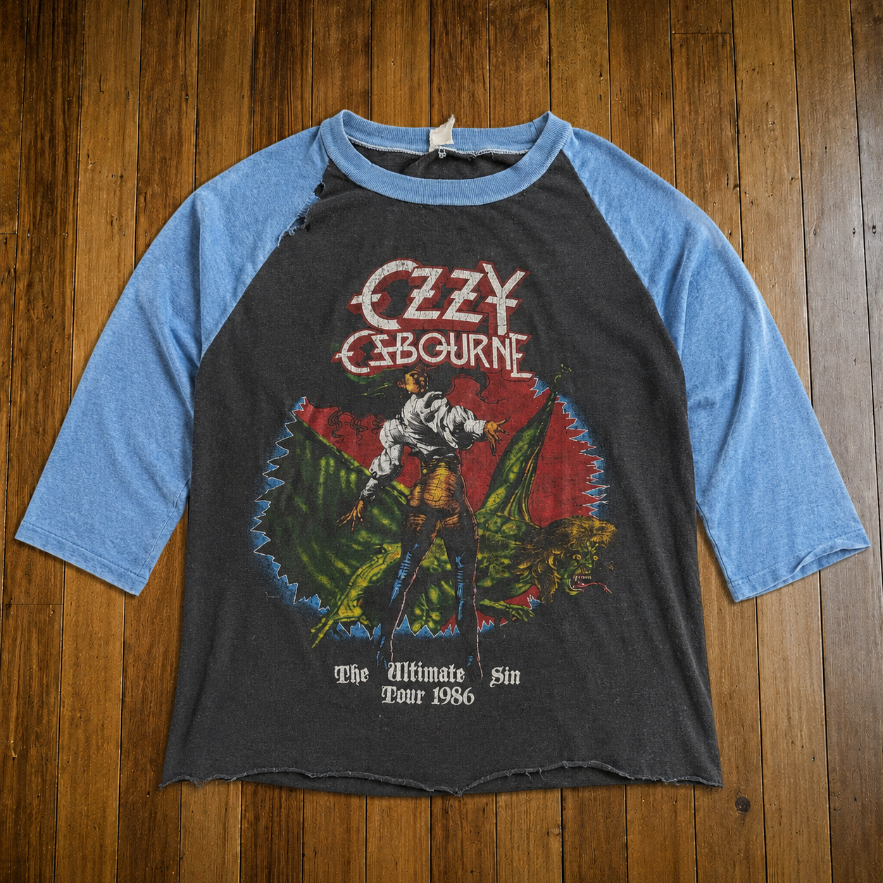 Rare Hard To Find Vintage Ozzy Osbourne Raglan Shirt, Nearly Sold Out Collectors Piece