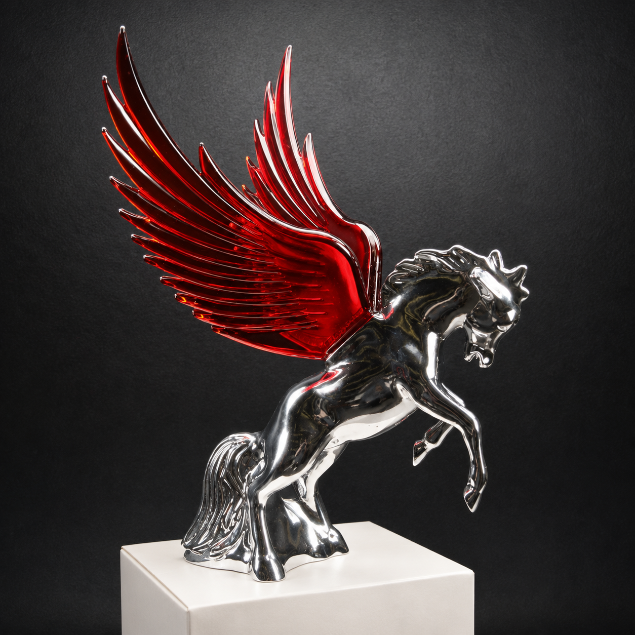 Chrome Fighting Stallion Hood Ornament