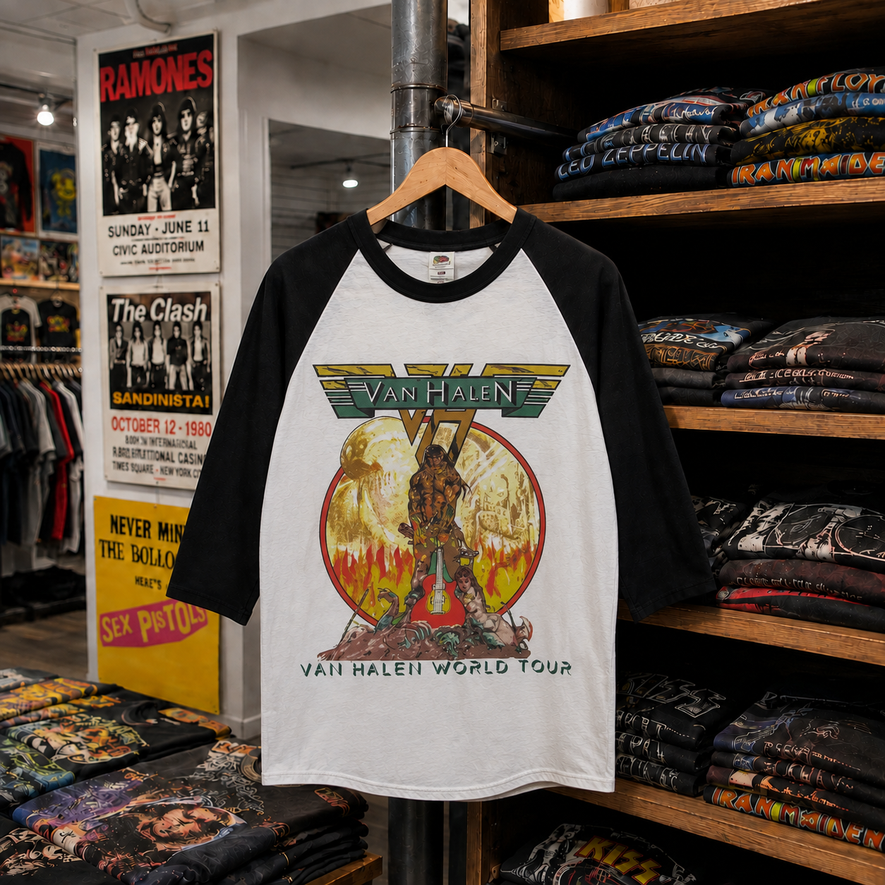Rare Hard To Find Vintage Van Halen Raglan T-Shirt, Nearly Sold Out Collectors Piece