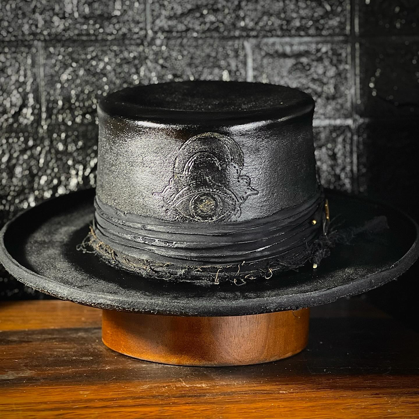 Black-on-Black Oily Distressed Hat