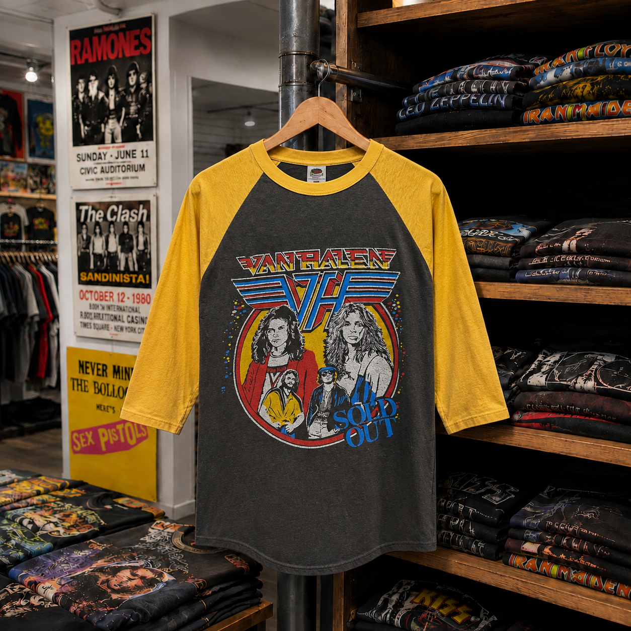 Rare Hard To Find Vintage Van Halen Raglan T-Shirt, Nearly Sold Out Collectors Piece