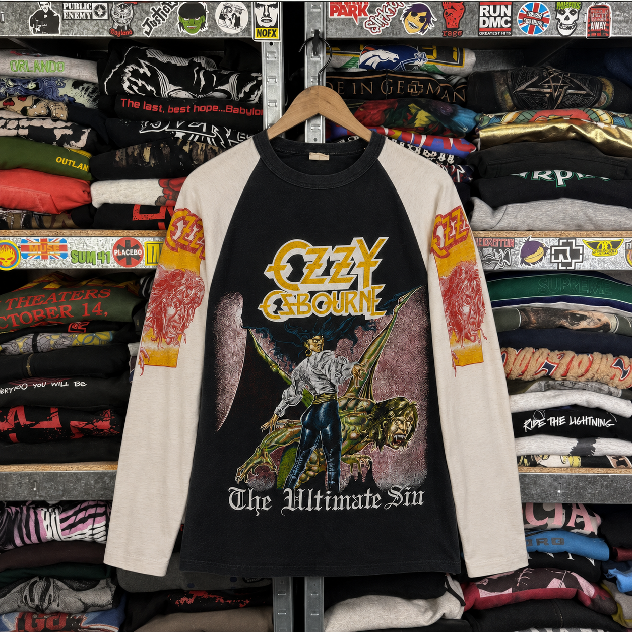 Rare Hard To Find Vintage Ozzy Osbourne Raglan Shirt, Nearly Sold Out Collectors Piece