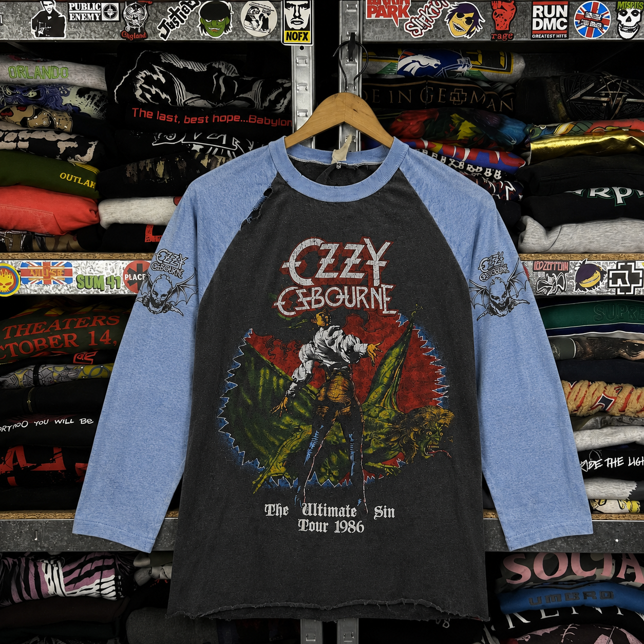 Rare Hard To Find Vintage Ozzy Osbourne Raglan Shirt, Nearly Sold Out Collectors Piece
