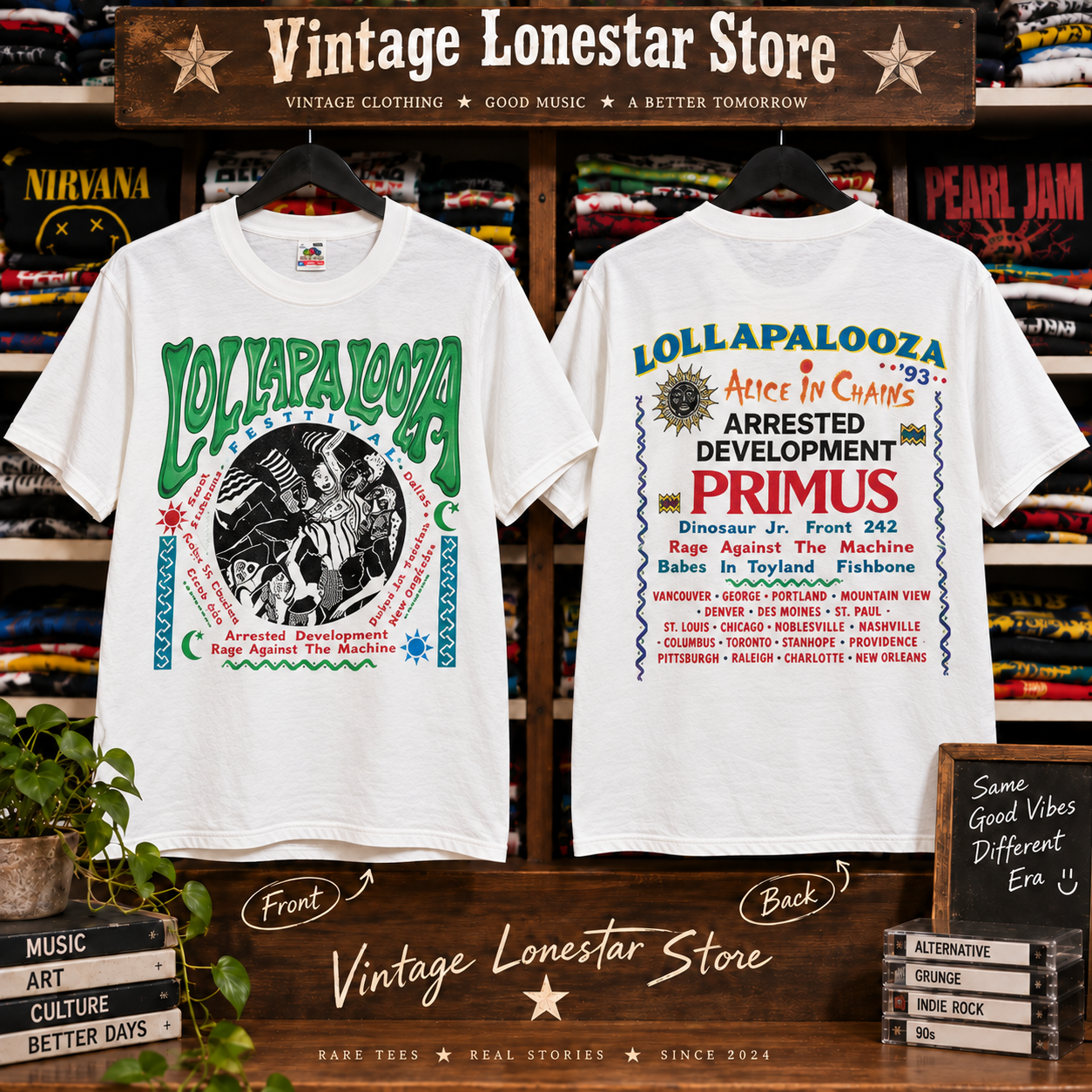 Vintage Lollapalooza 1991 Tour T-Shirt – 90s Alternative Rock Festival Tee