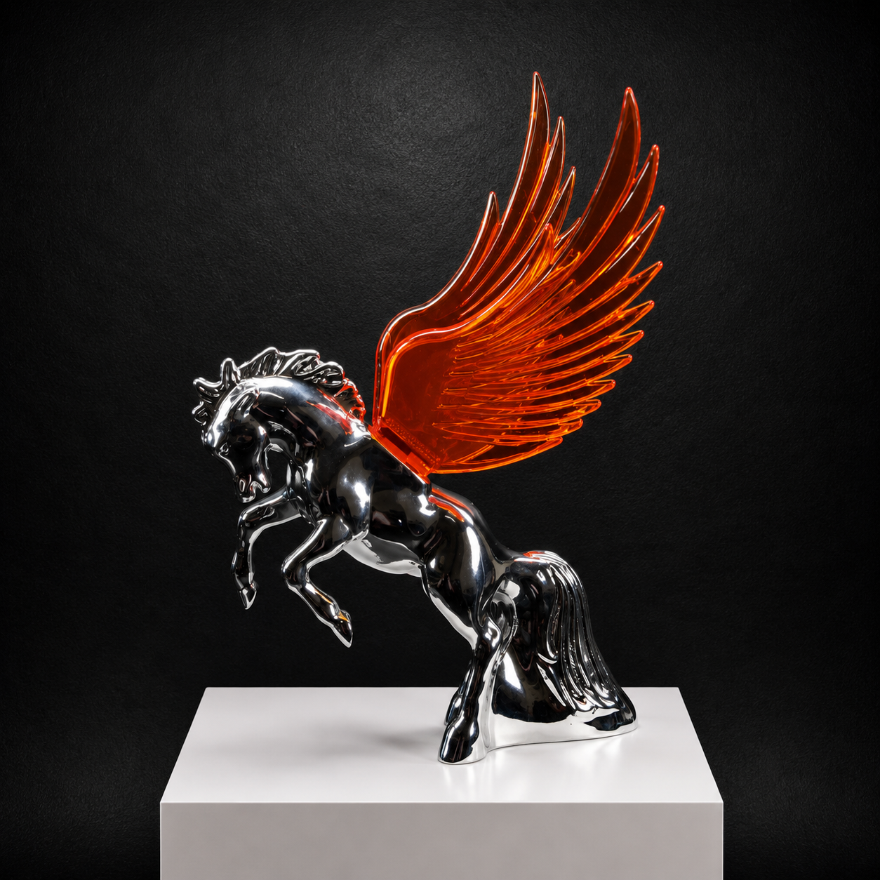 Chrome Fighting Stallion Hood Ornament
