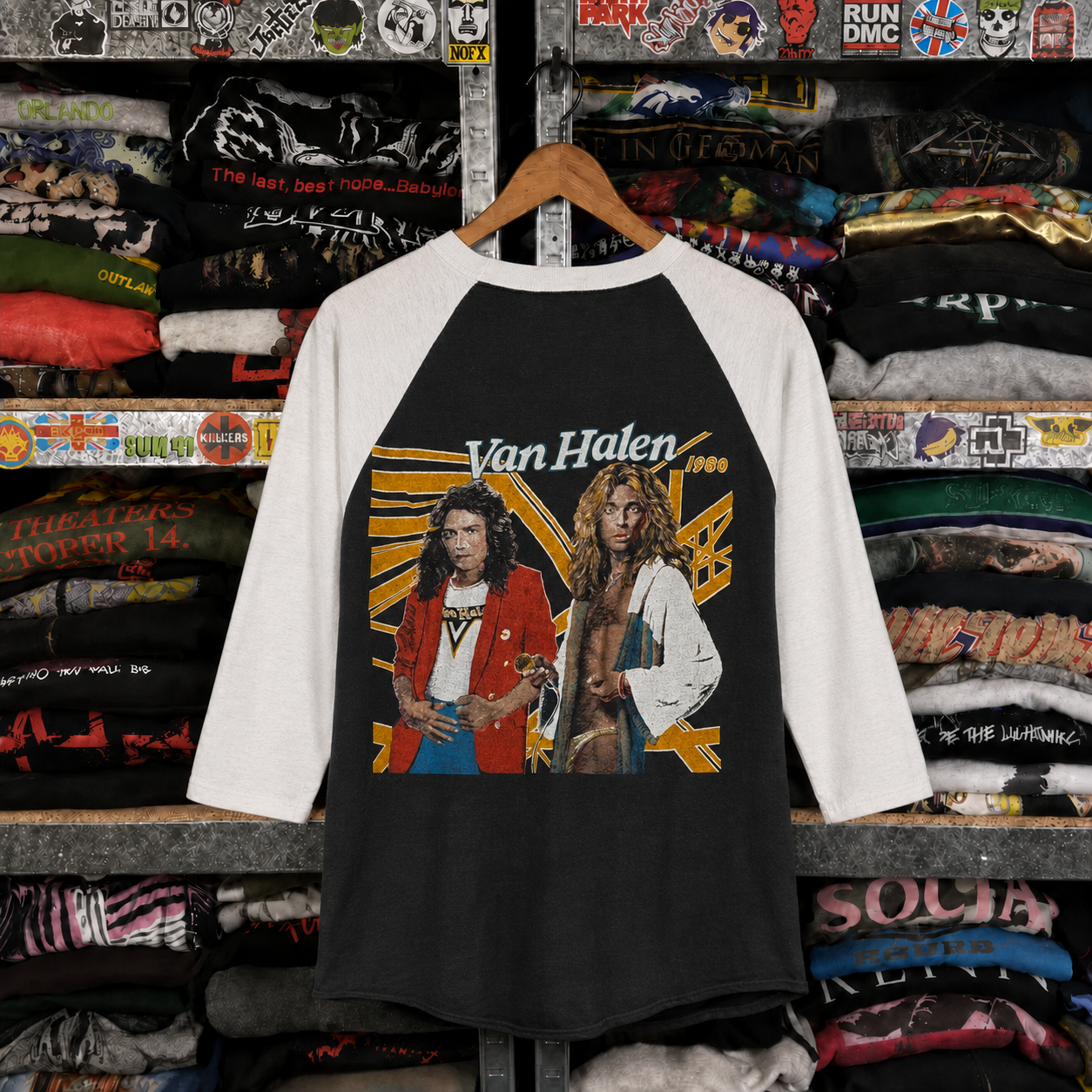 Rare Hard To Find Vintage Van Halen Raglan T-Shirt, Nearly Sold Out Collectors Piece