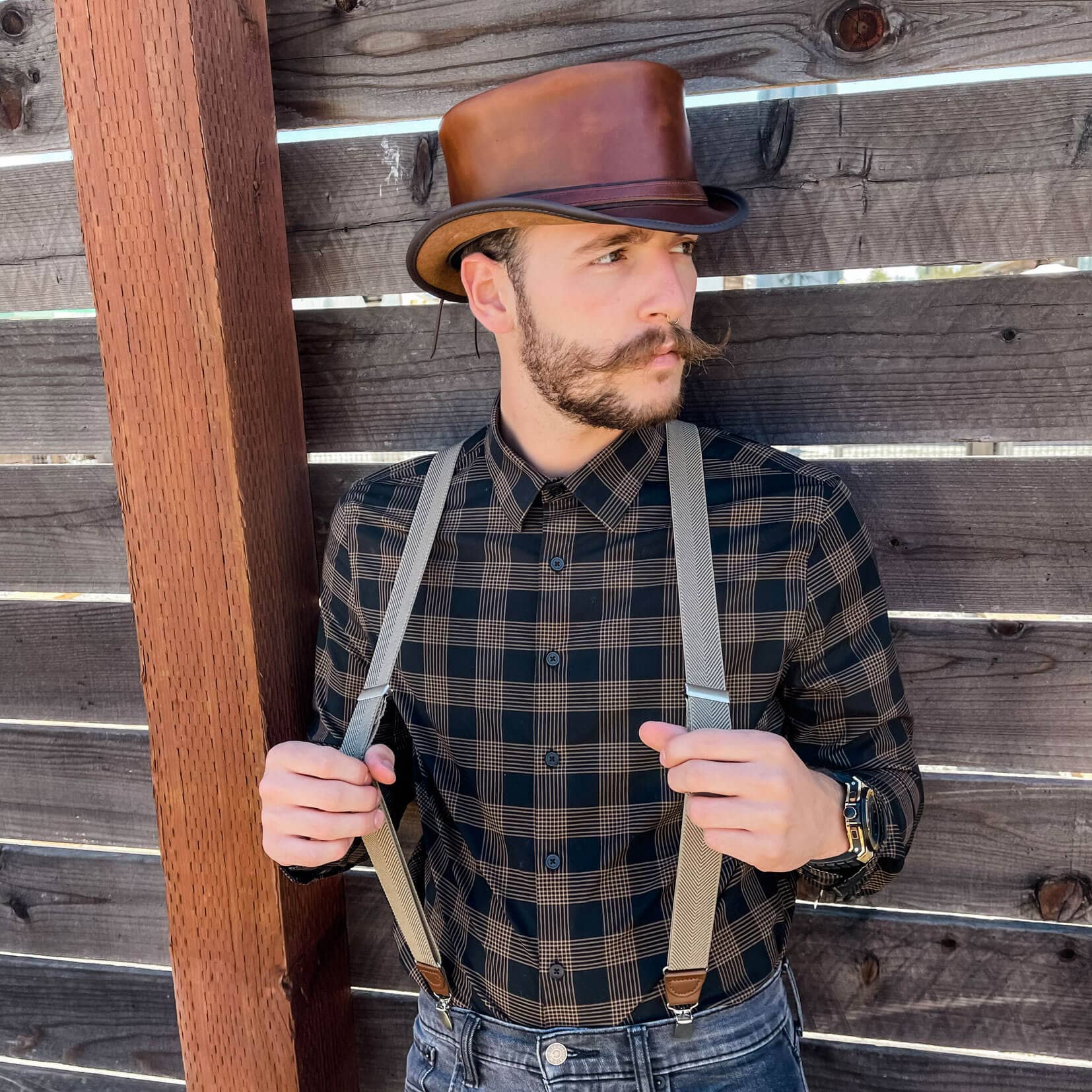 HAMPTON - MENS LEATHER TOP HAT