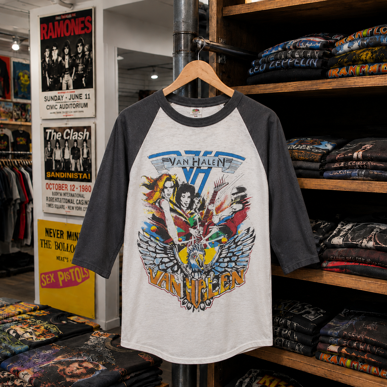 Rare Hard To Find Vintage Van Halen Raglan T-Shirt, Nearly Sold Out Collectors Piece