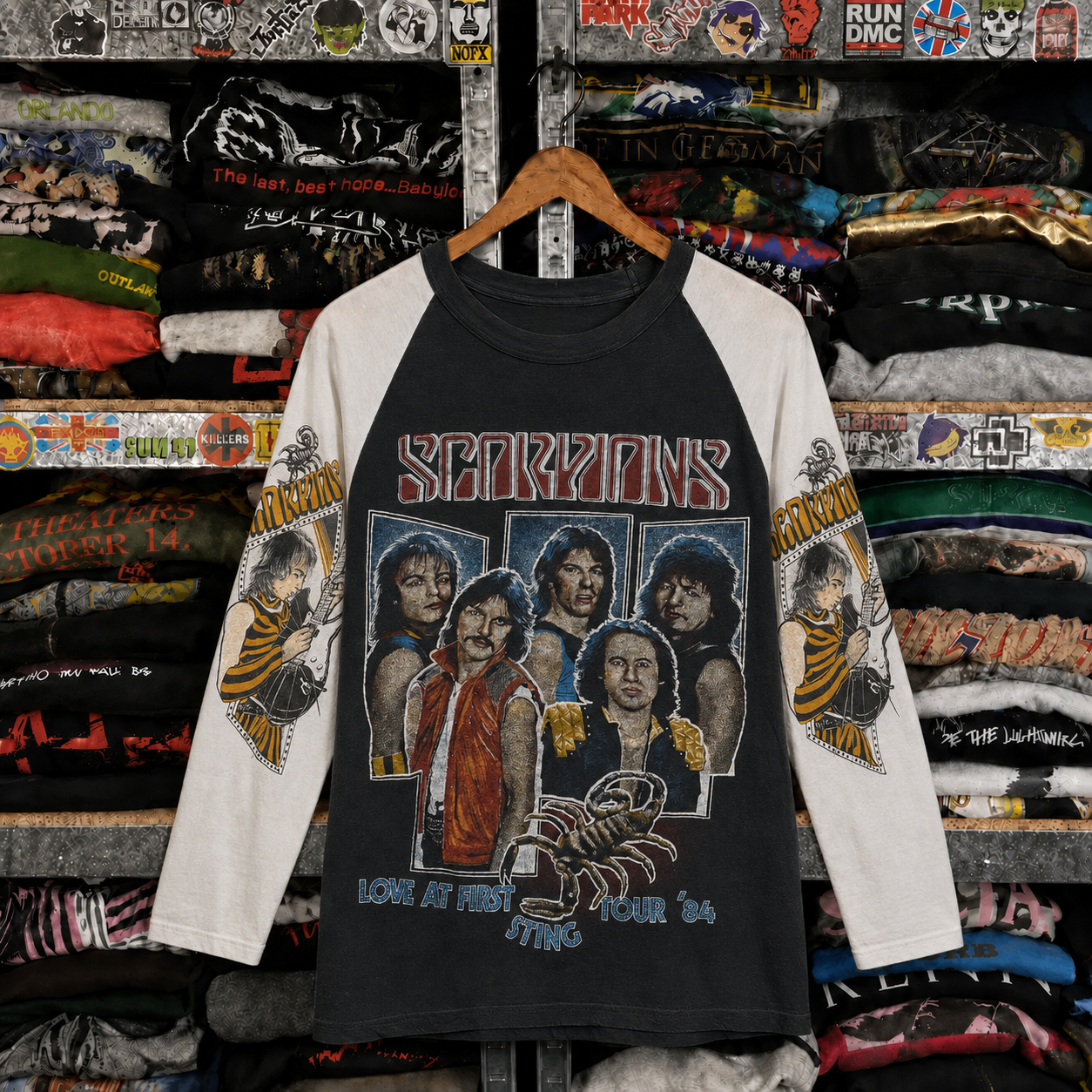 Rare Hard To Find Vintage Scorpions Band Raglan Shirt, Nearly Sold Out Collectors Piece