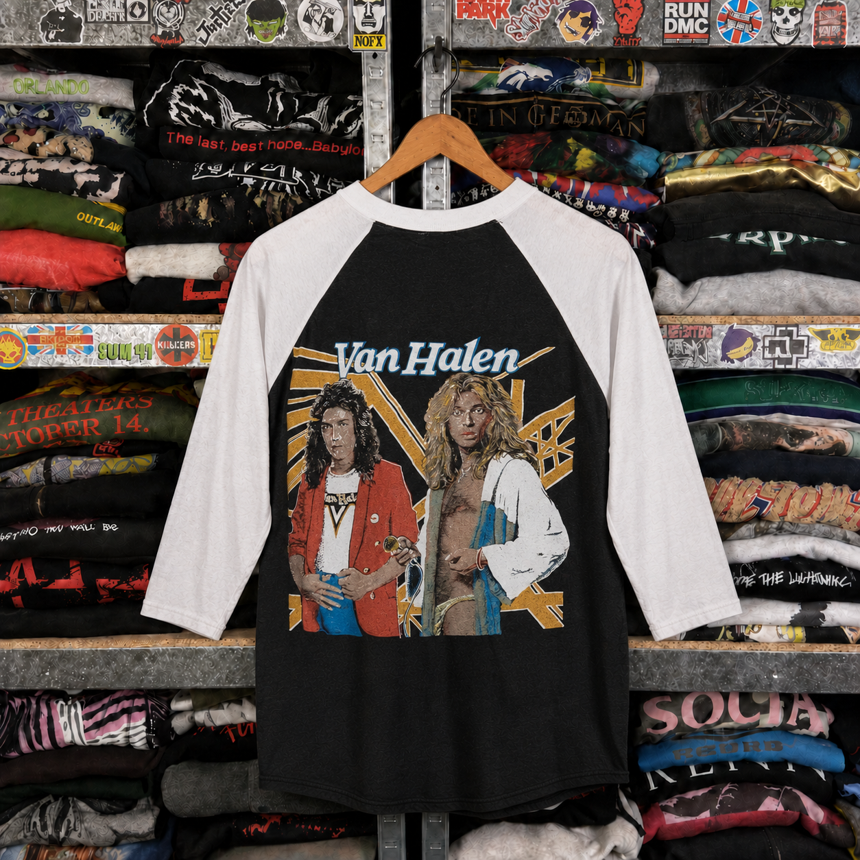 Rare Hard To Find Vintage Van Halen Raglan T-Shirt, Nearly Sold Out Collectors Piece
