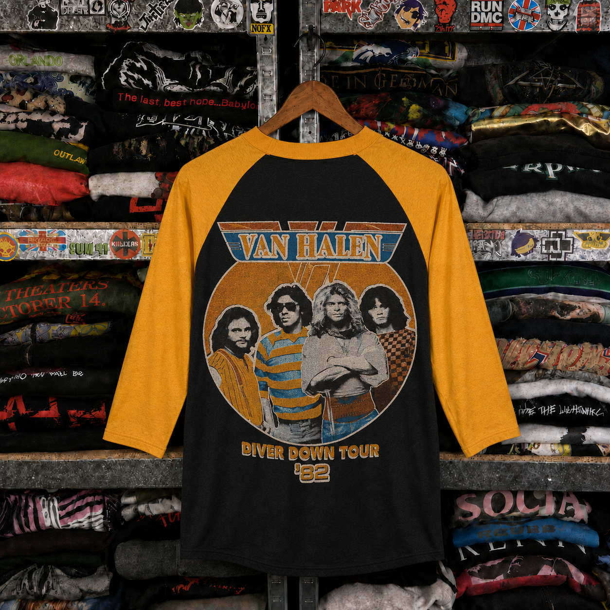 Rare Hard To Find Vintage Van Halen Raglan T-Shirt, Nearly Sold Out Collectors Piece