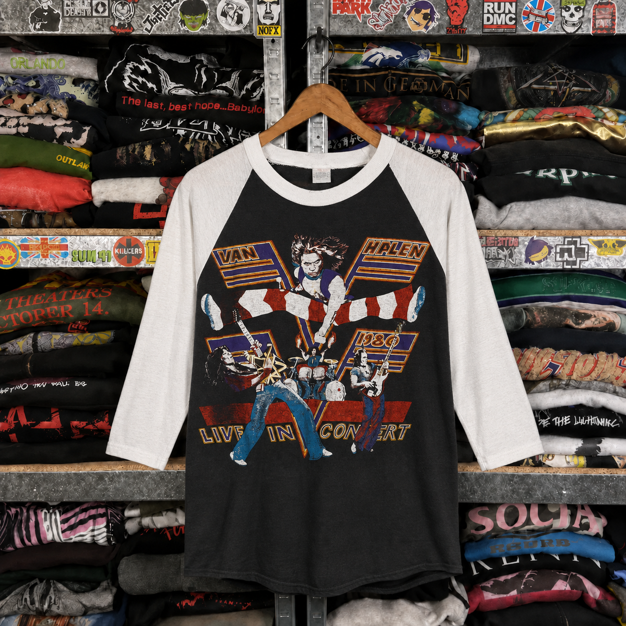 Rare Hard To Find Vintage Van Halen Raglan T-Shirt, Nearly Sold Out Collectors Piece