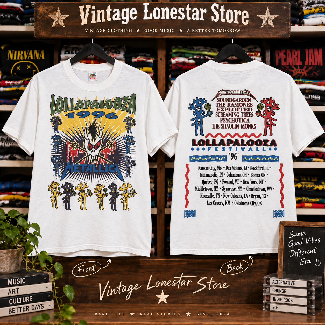 Vintage Lollapalooza 1991 Tour T-Shirt – 90s Alternative Rock Festival Tee