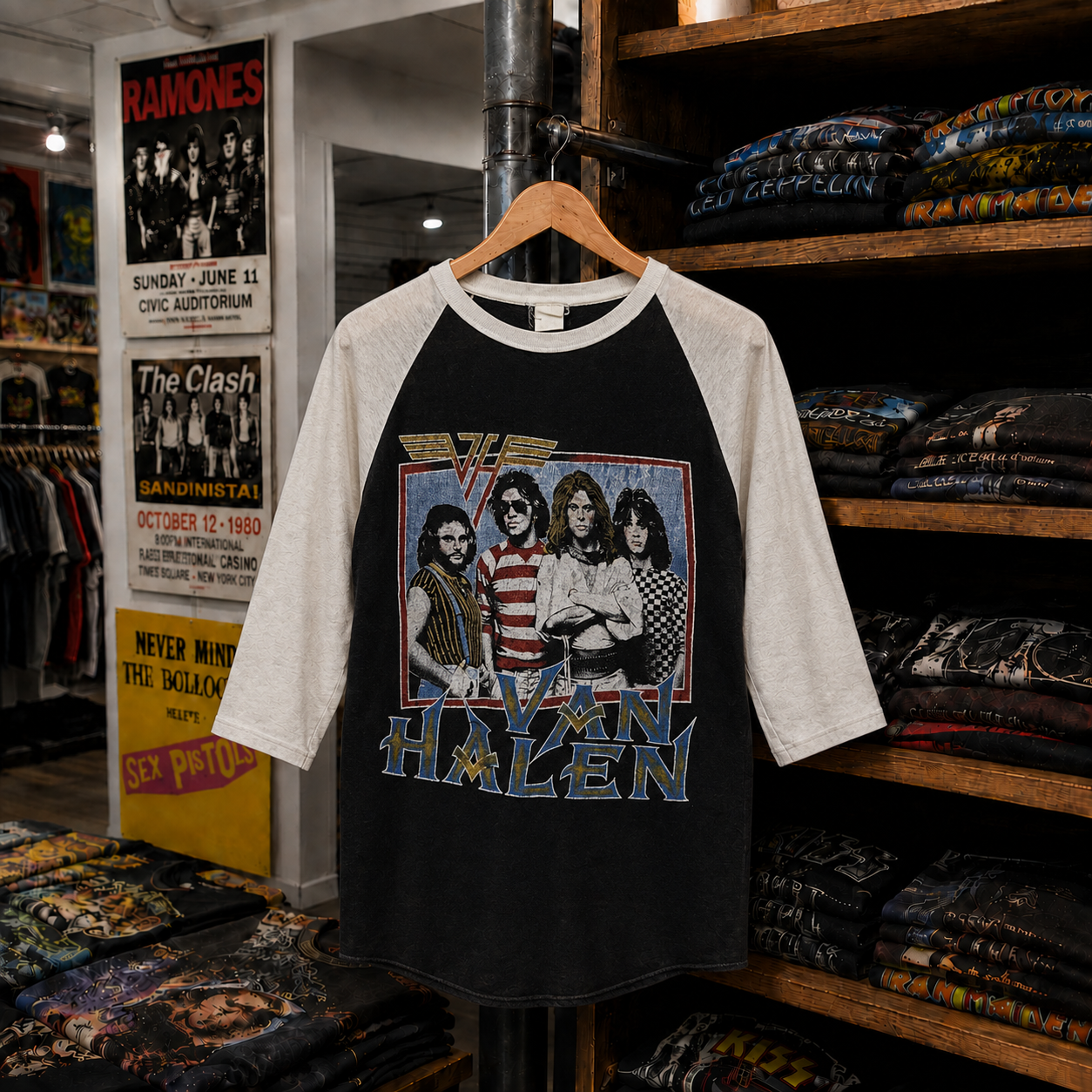 Rare Hard To Find Vintage Van Halen Raglan T-Shirt, Nearly Sold Out Collectors Piece