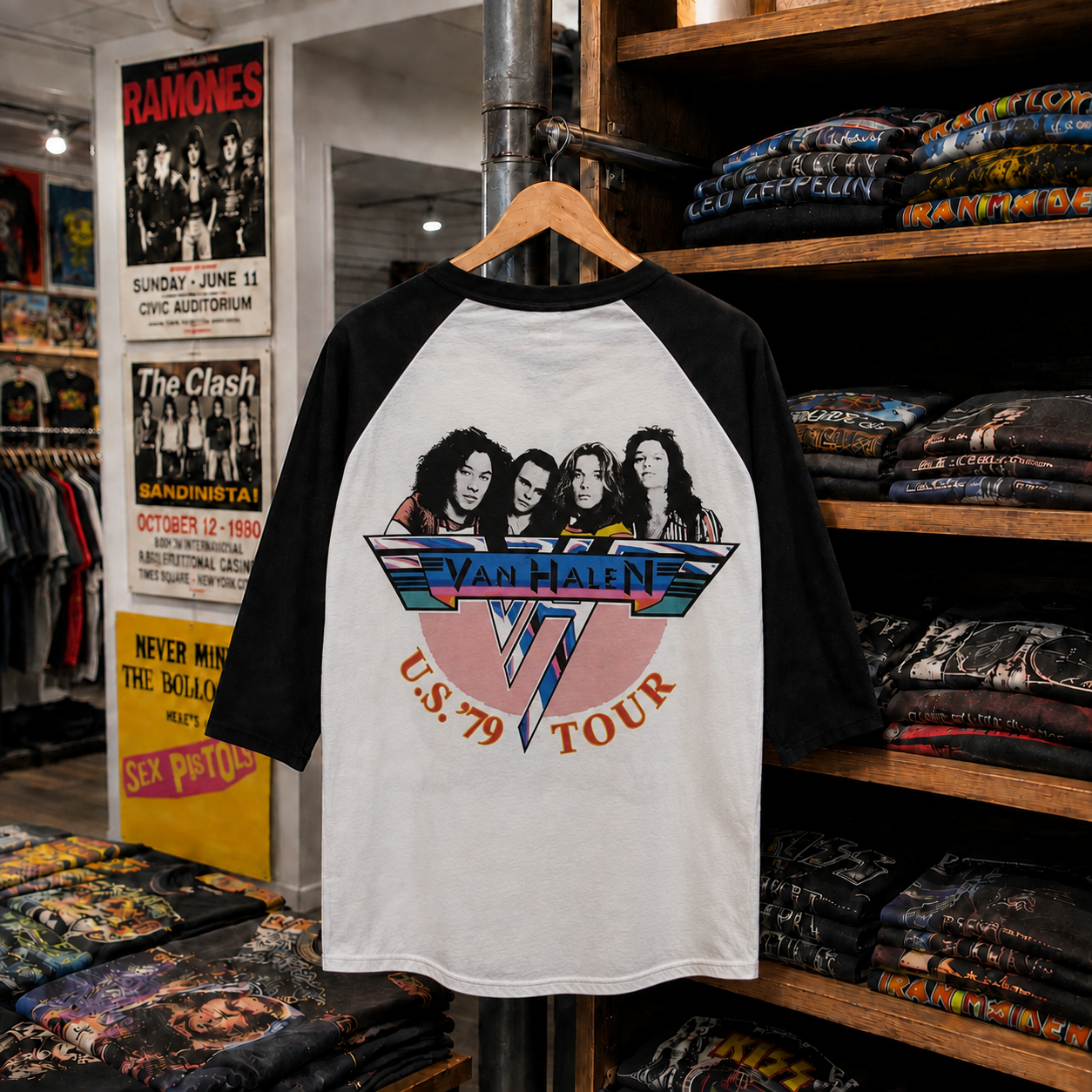 Rare Hard To Find Vintage Van Halen Raglan T-Shirt, Nearly Sold Out Collectors Piece