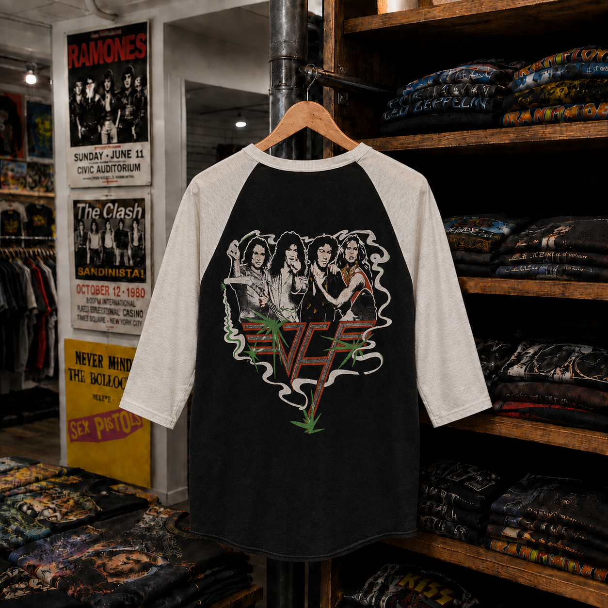 Rare Hard To Find Vintage Van Halen Raglan T-Shirt, Nearly Sold Out Collectors Piece