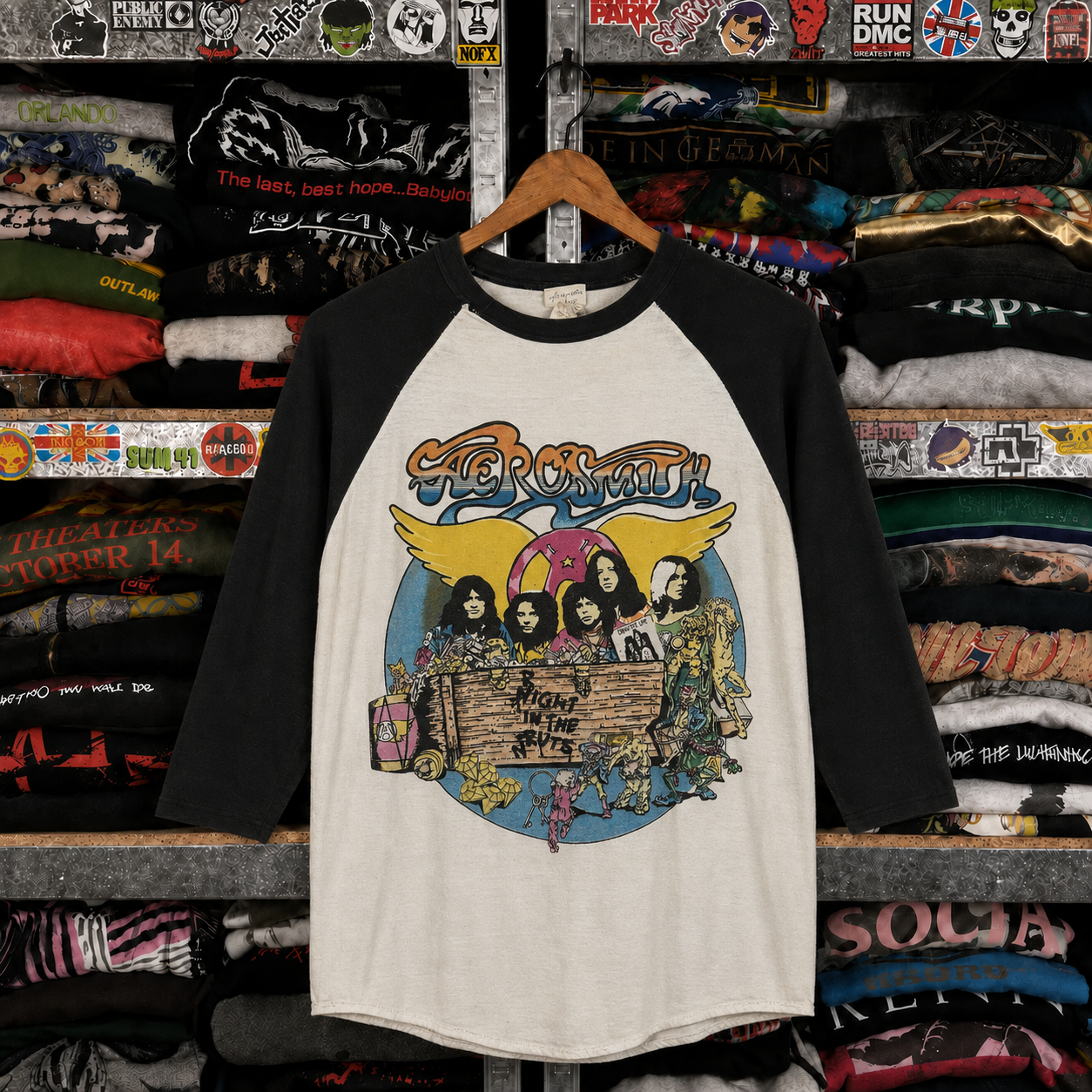 Rare Vintage Aerosmith Raglan Shirt – Hard to Find, Nearly Sold Out