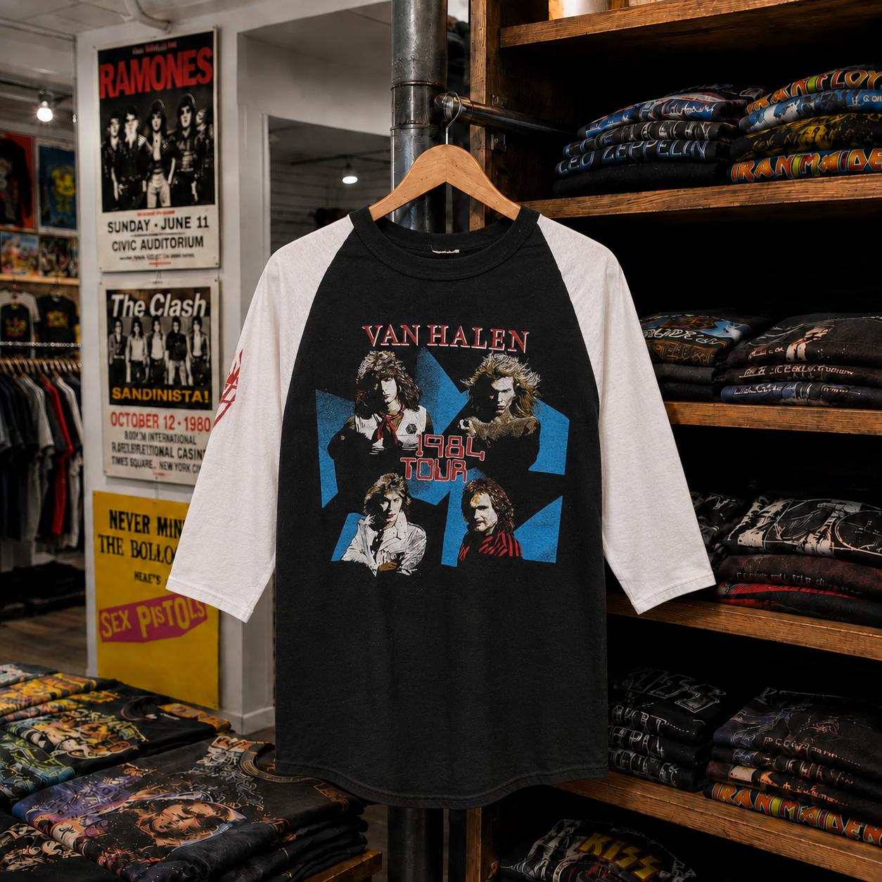 Rare Hard To Find Vintage Van Halen Raglan T-Shirt, Nearly Sold Out Collectors Piece