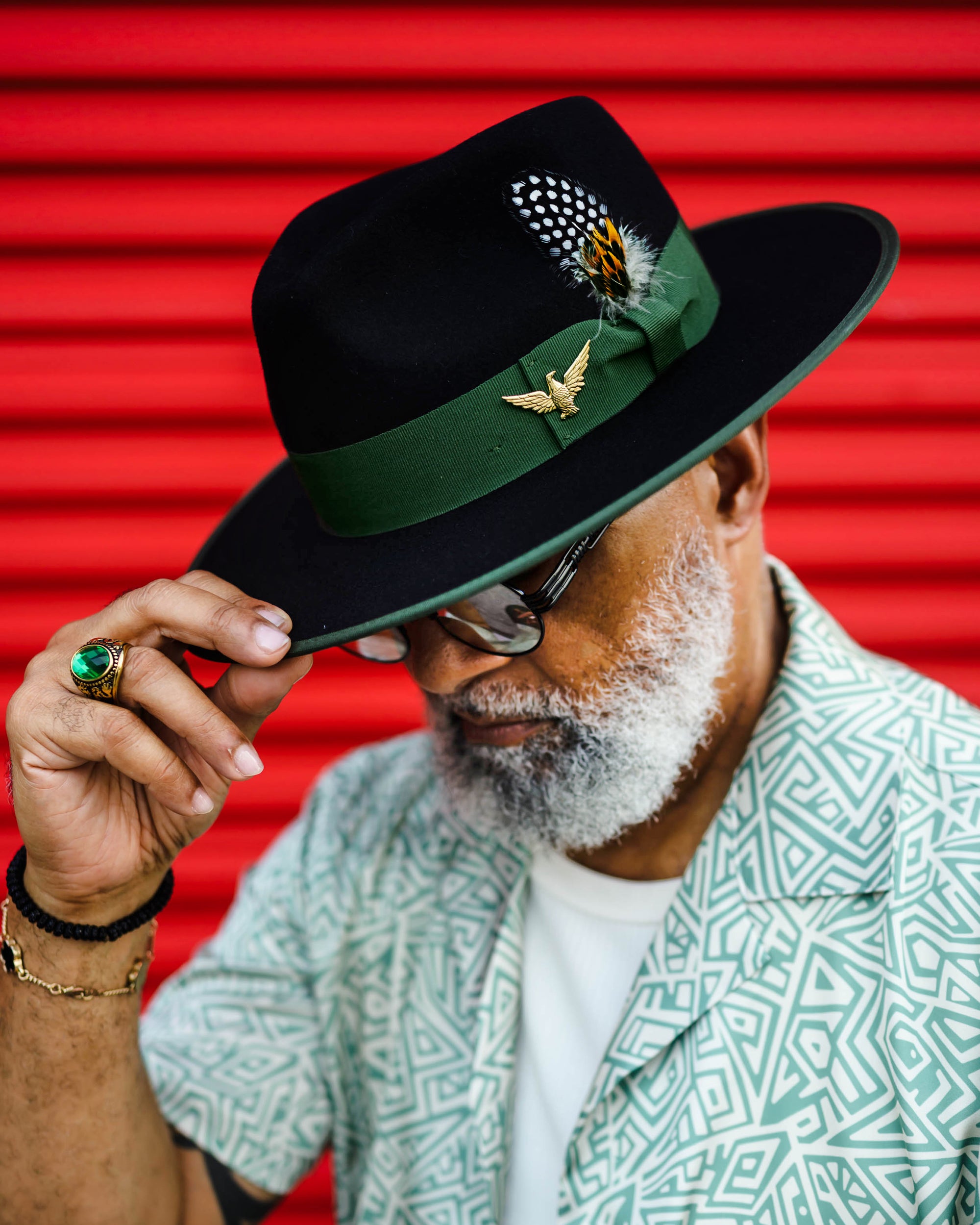 Ferguson Fedora Hat - Black + Green