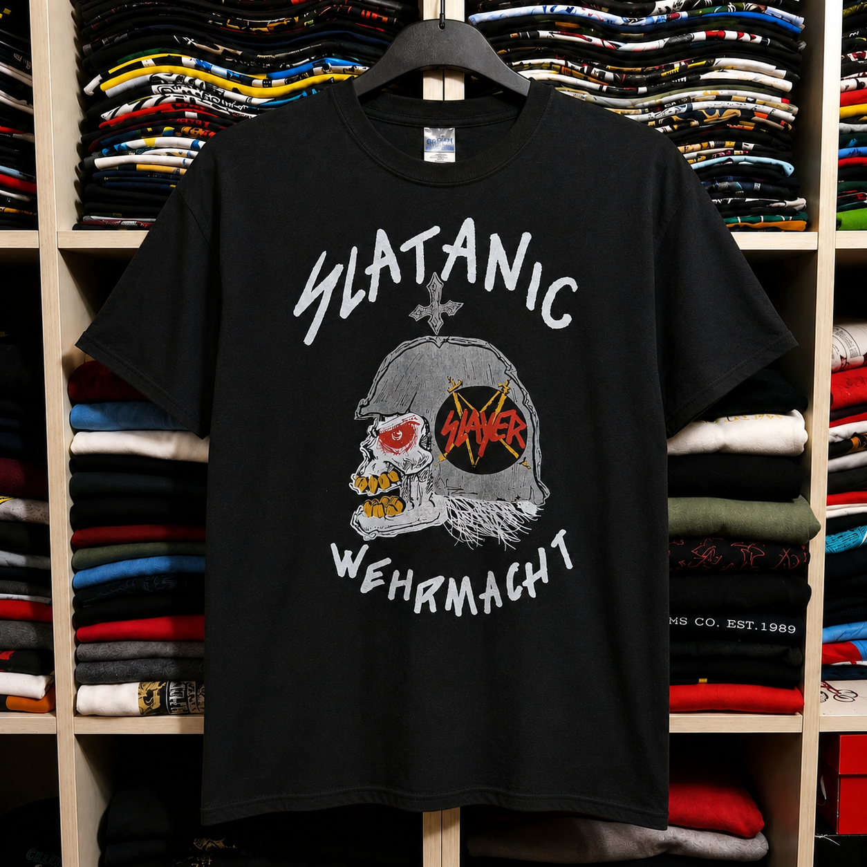 Slayer Nation flaming skull graphic tee