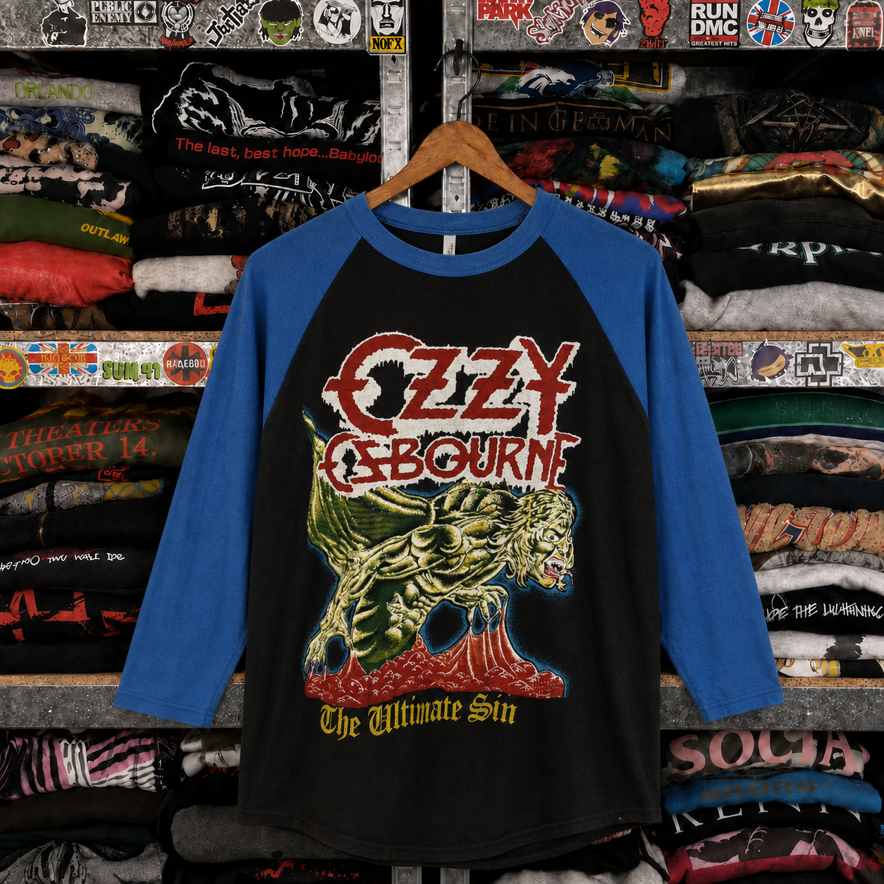 Rare Hard To Find Vintage Ozzy Osbourne Raglan Shirt, Nearly Sold Out Collectors Piece