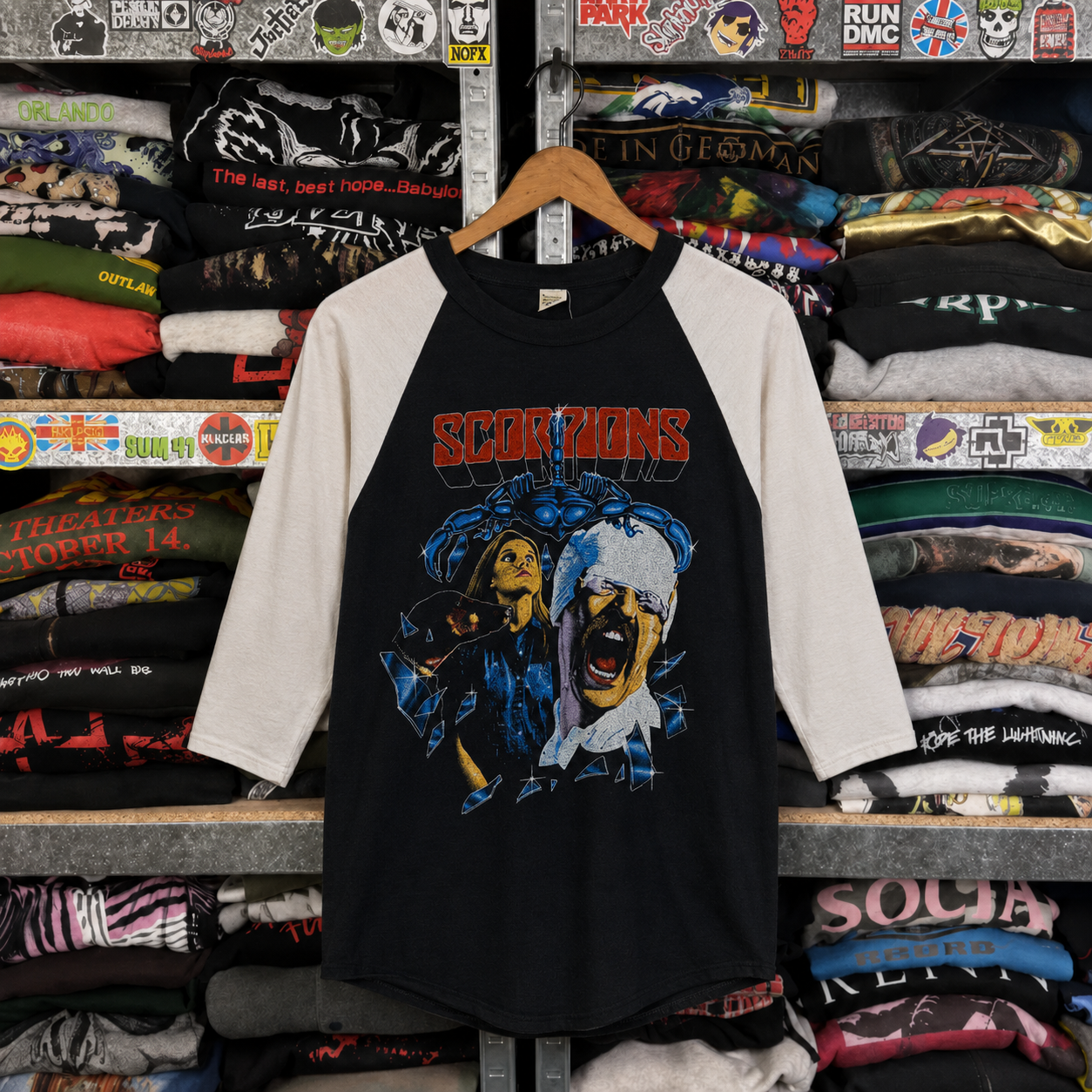 Rare Hard To Find Vintage Scorpions Band Raglan Shirt, Nearly Sold Out Collectors Piece