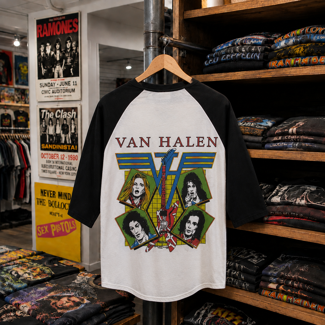 Rare Hard To Find Vintage Van Halen Raglan T-Shirt, Nearly Sold Out Collectors Piece