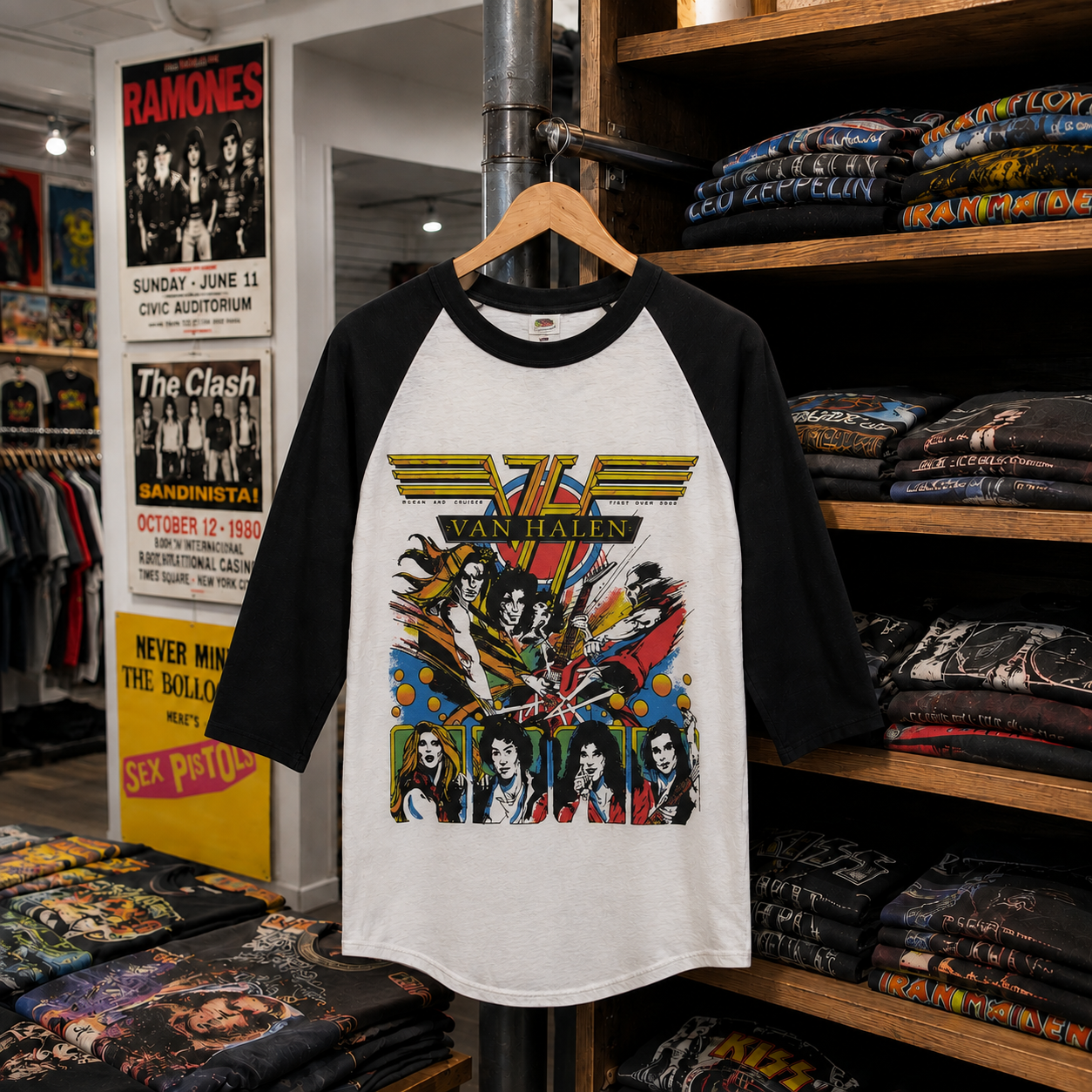 Rare Hard To Find Vintage Van Halen Raglan T-Shirt, Nearly Sold Out Collectors Piece