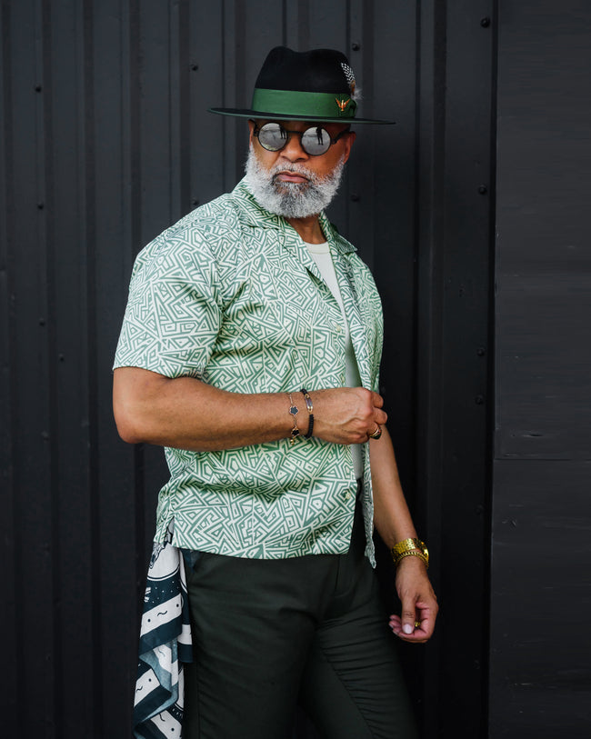Ferguson Fedora Hat - Black + Green