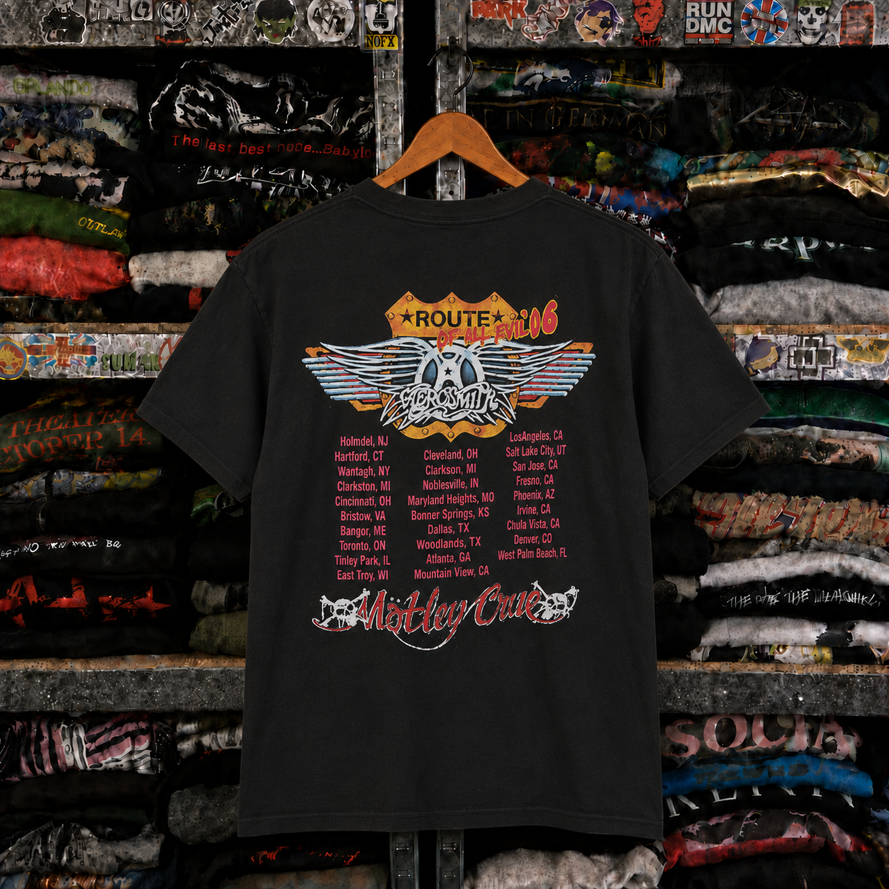 Mötley Crüe vintage-style black graphic tee back