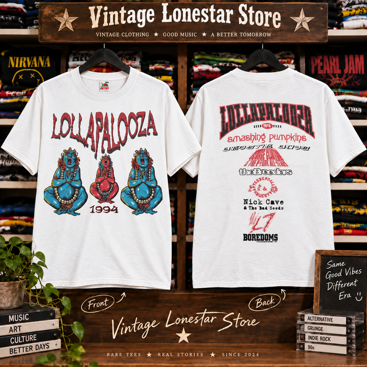 Vintage Lollapalooza 1991 Tour T-Shirt – 90s Alternative Rock Festival Tee