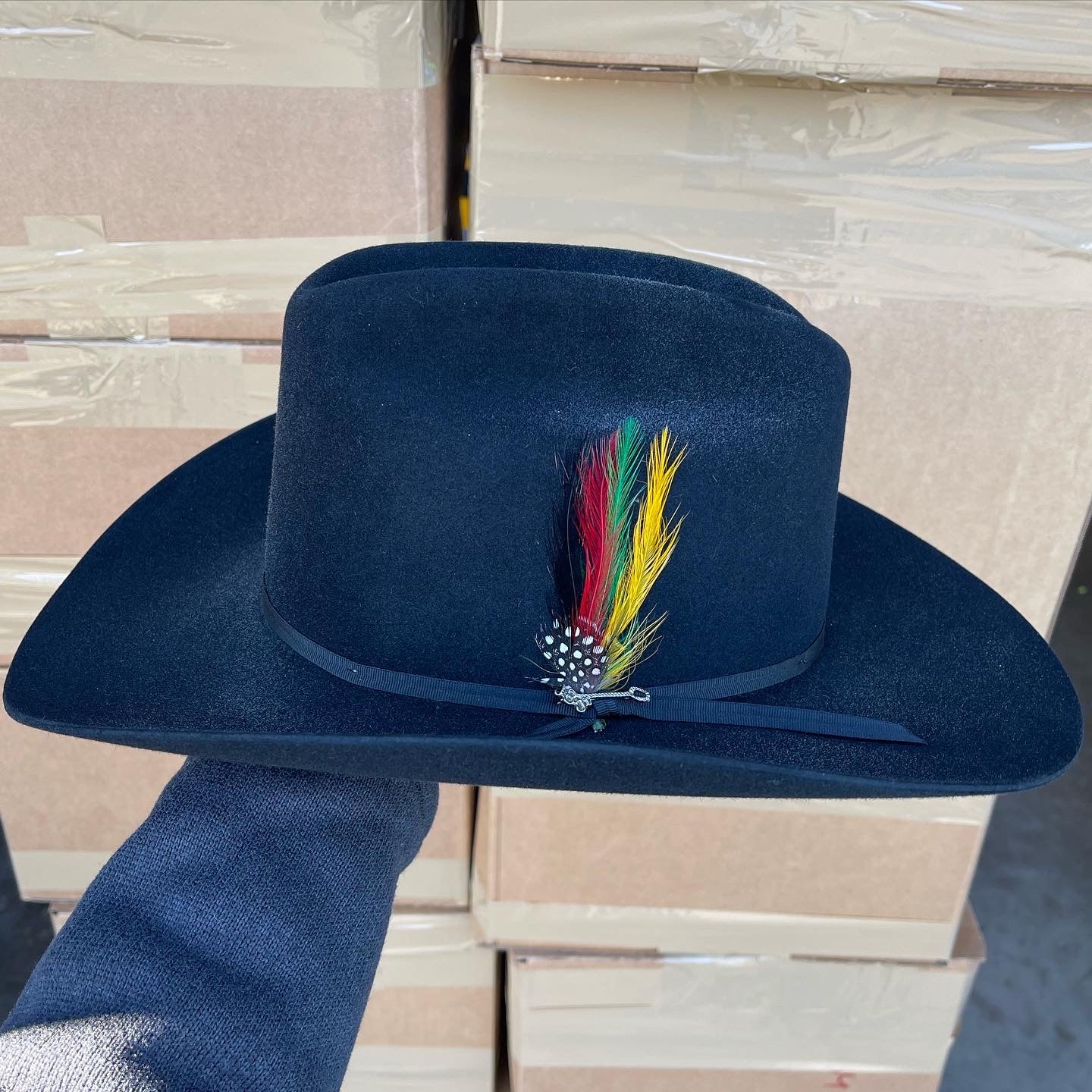 S.T 6x Spartan Black Cowboy Felt Hat Sinaloa (Copa Chica Falda/Brim 3.5")