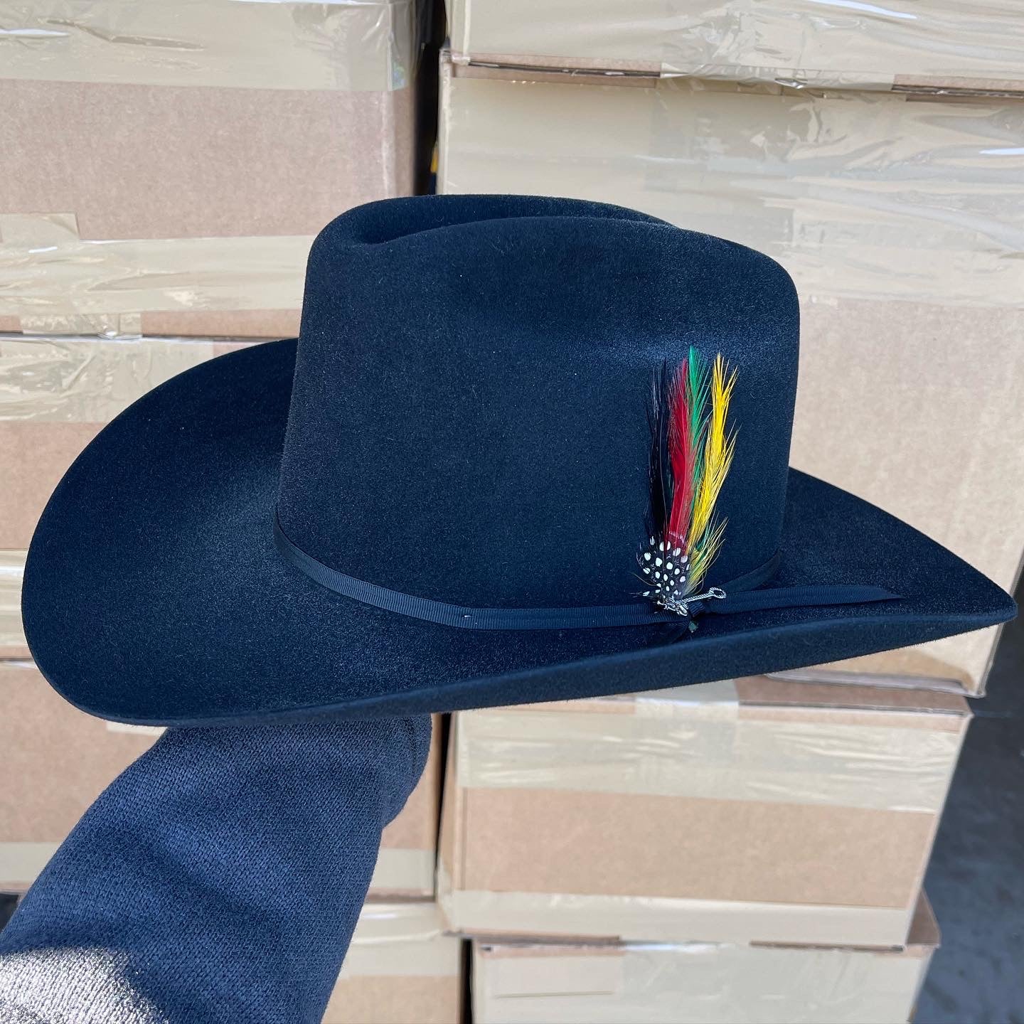 S.T 6x Spartan Black Cowboy Felt Hat Sinaloa (Copa Chica Falda/Brim 3.5")