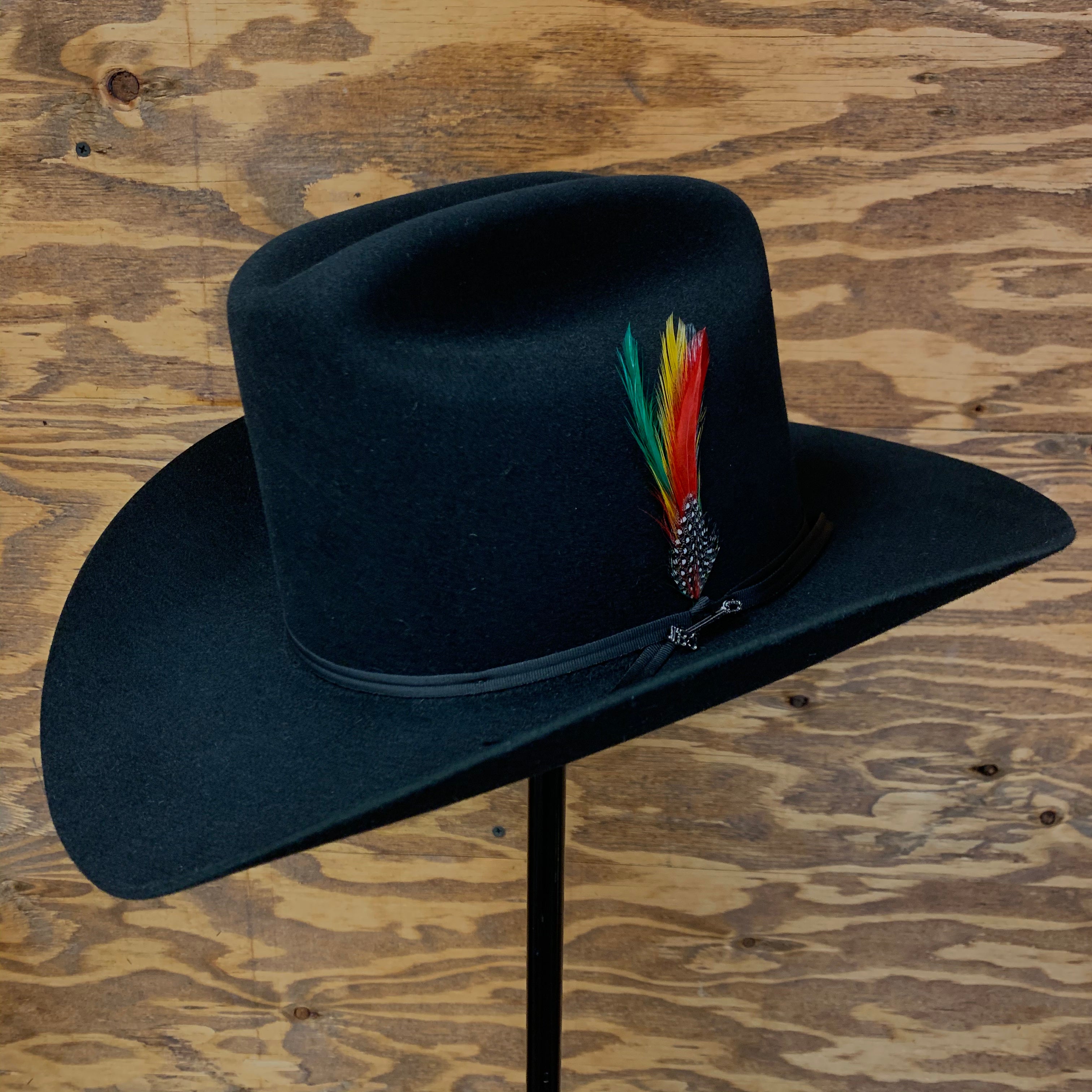 S.T 6x Rancher Black Cowboy Felt Hat Sinaloa (Copa Alta Falda/Brim 3.5")
