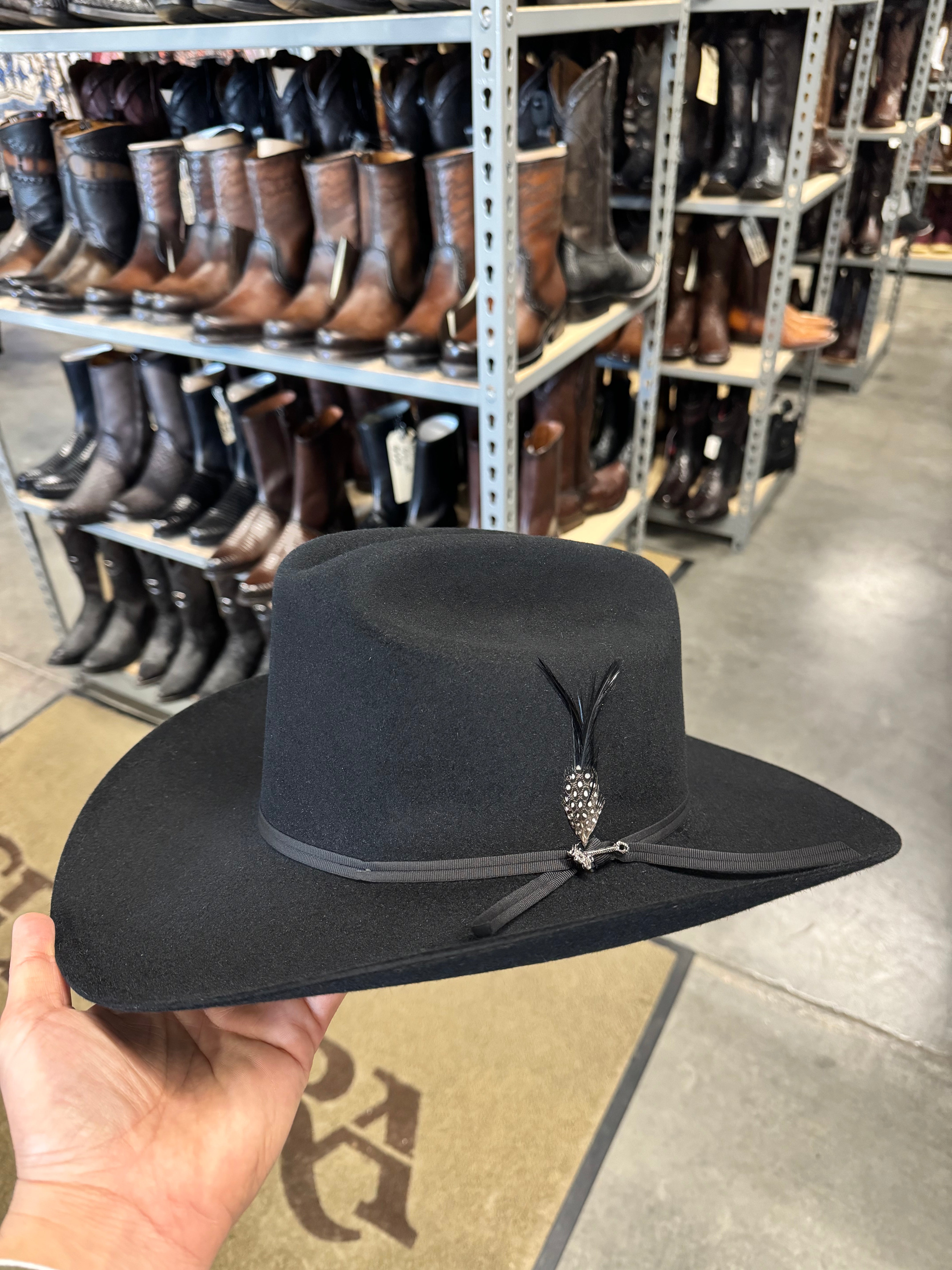 S.T 6x Spartan Black Cowboy Felt Hat Sinaloa (Copa Chica Falda/Brim 3.5") (Diamante Negro)