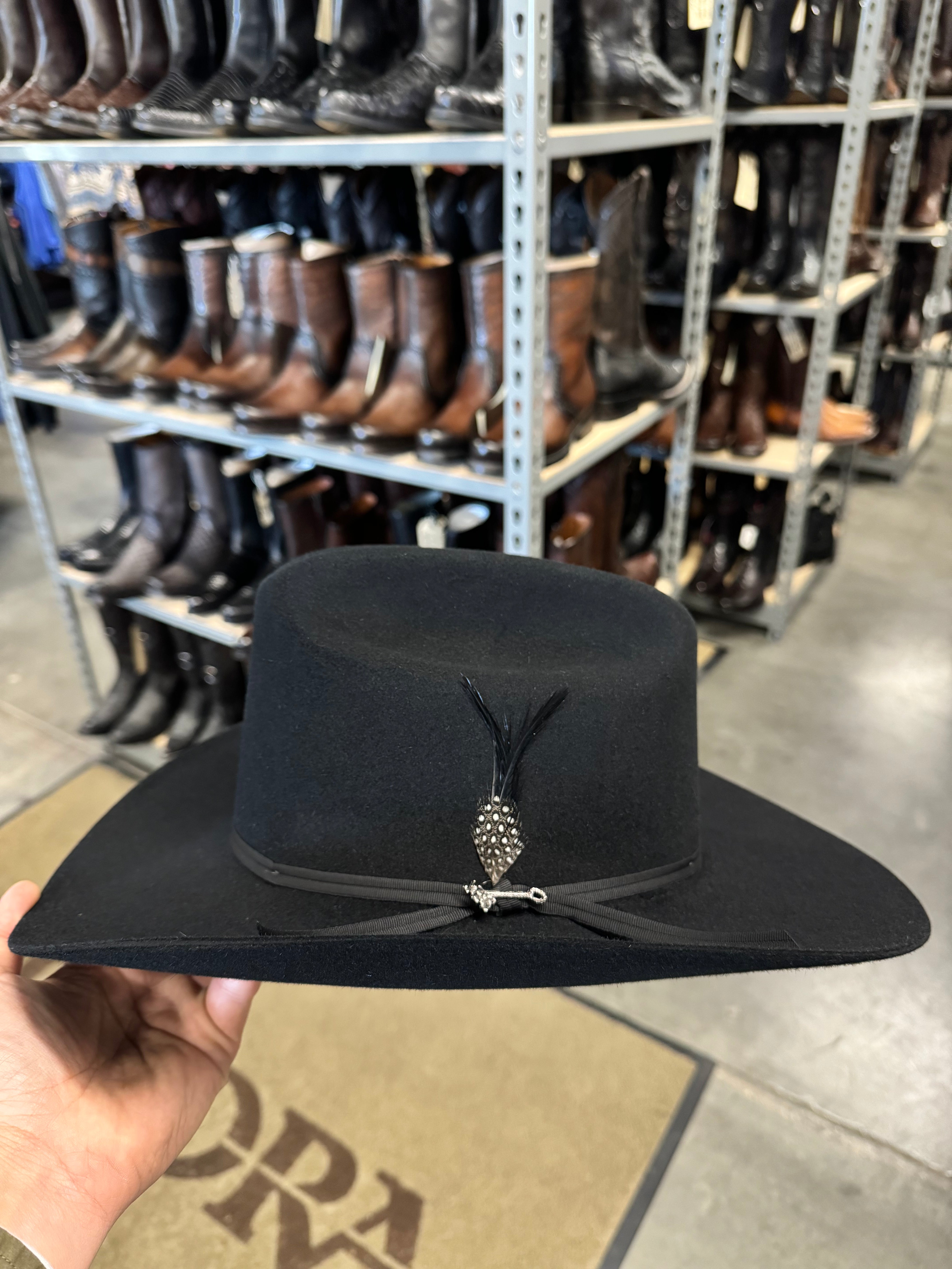 S.T 6x Spartan Black Cowboy Felt Hat Sinaloa (Copa Chica Falda/Brim 3.5") (Diamante Negro)