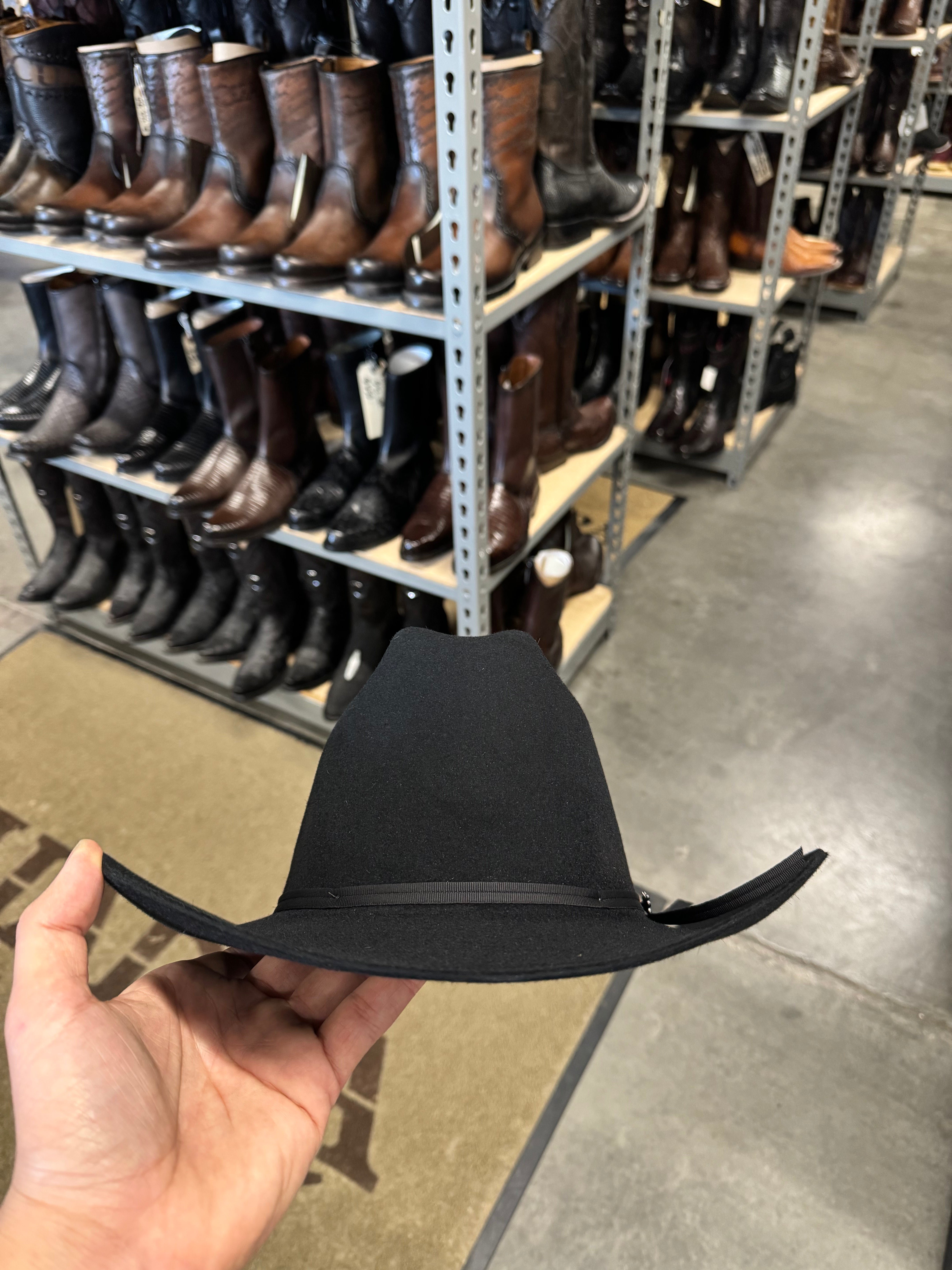 S.T 6x Spartan Black Cowboy Felt Hat Sinaloa (Copa Chica Falda/Brim 3.5") (Diamante Negro)