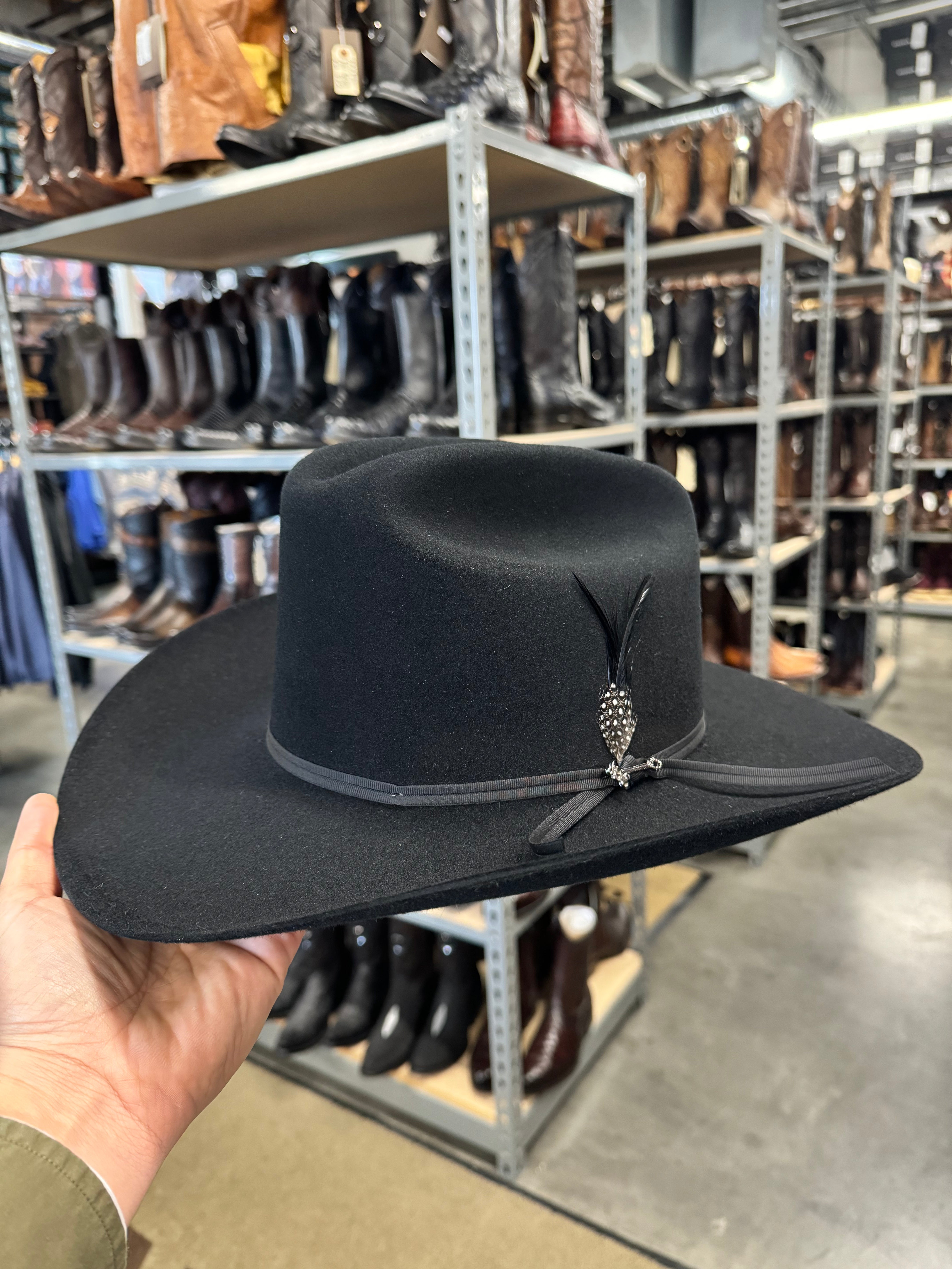 S.T 6x Spartan Black Cowboy Felt Hat Sinaloa (Copa Chica Falda/Brim 3.5") (Diamante Negro)
