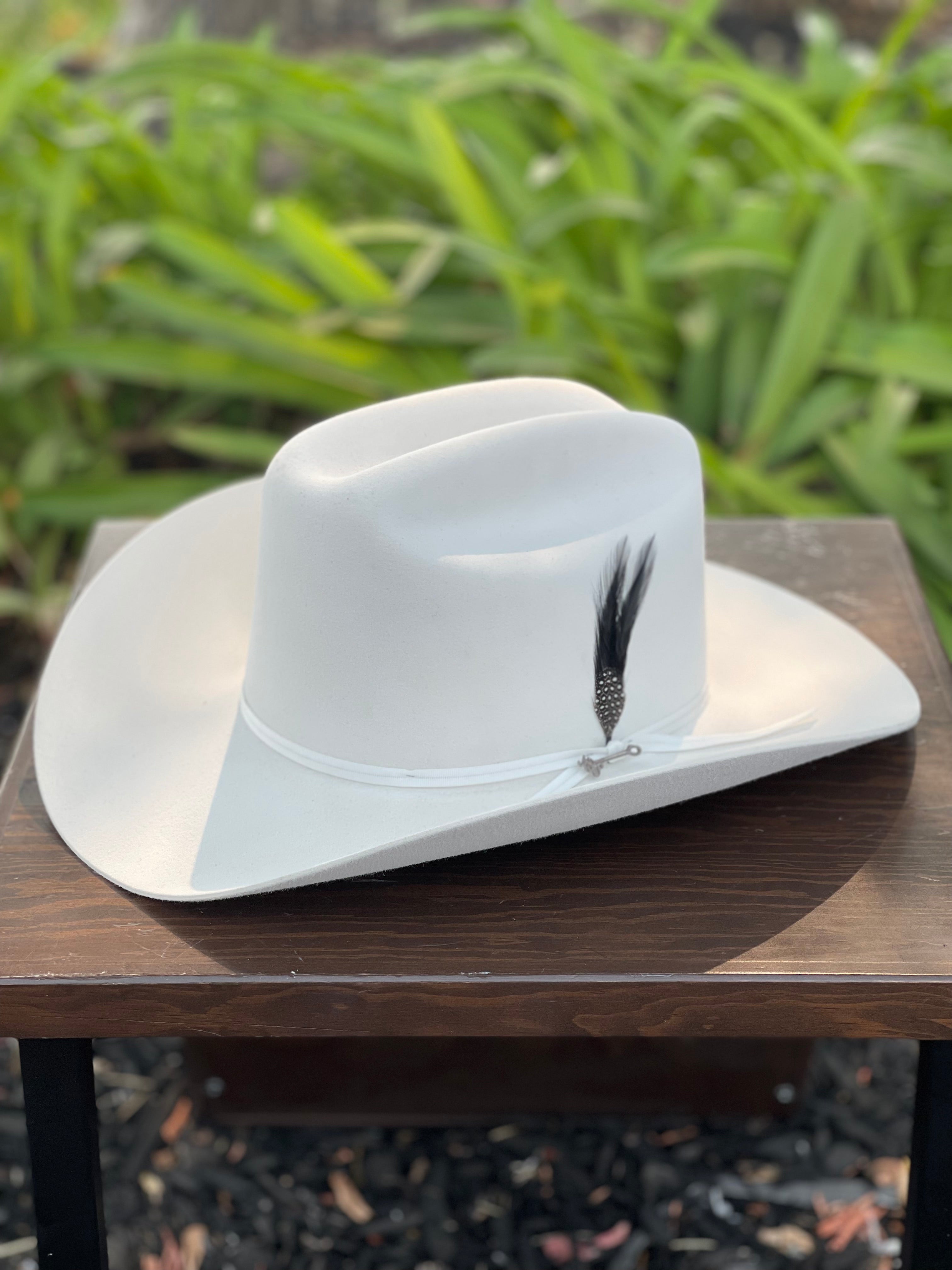 S.T 6x Spartan Premium White Diamante Negro Cowboy Felt Hat Sinaloa (Copa Chica Falda/Brim 3.5")